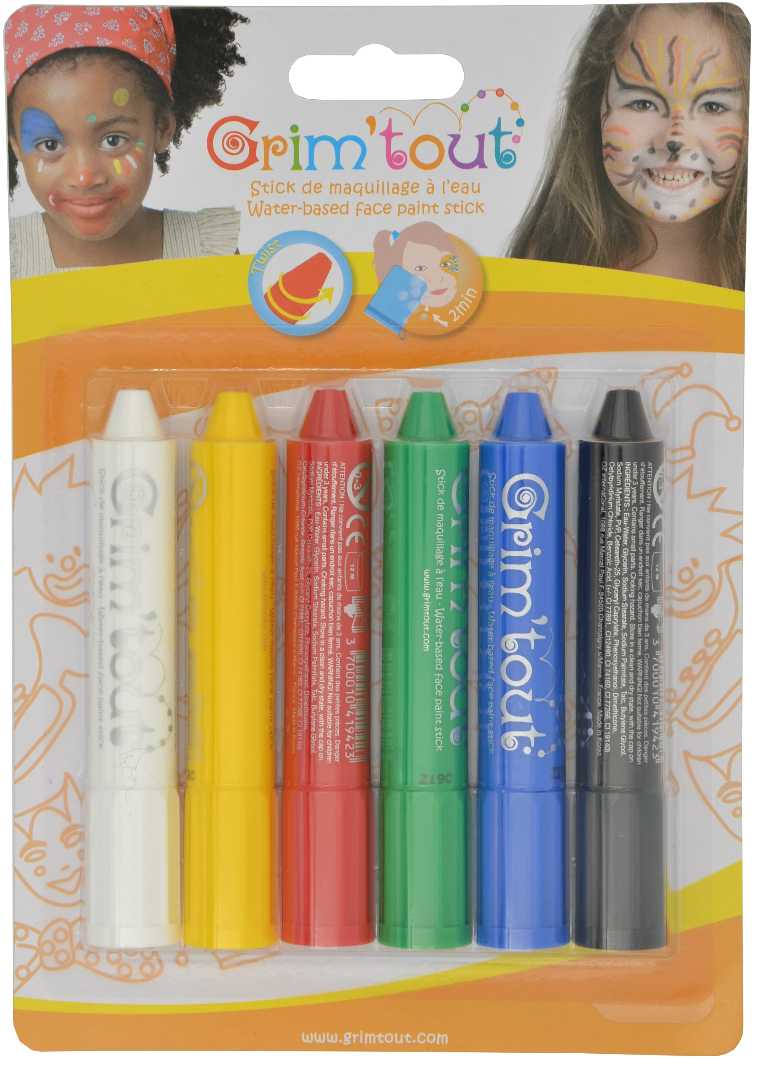 Lot de 6 sticks couleurs classique