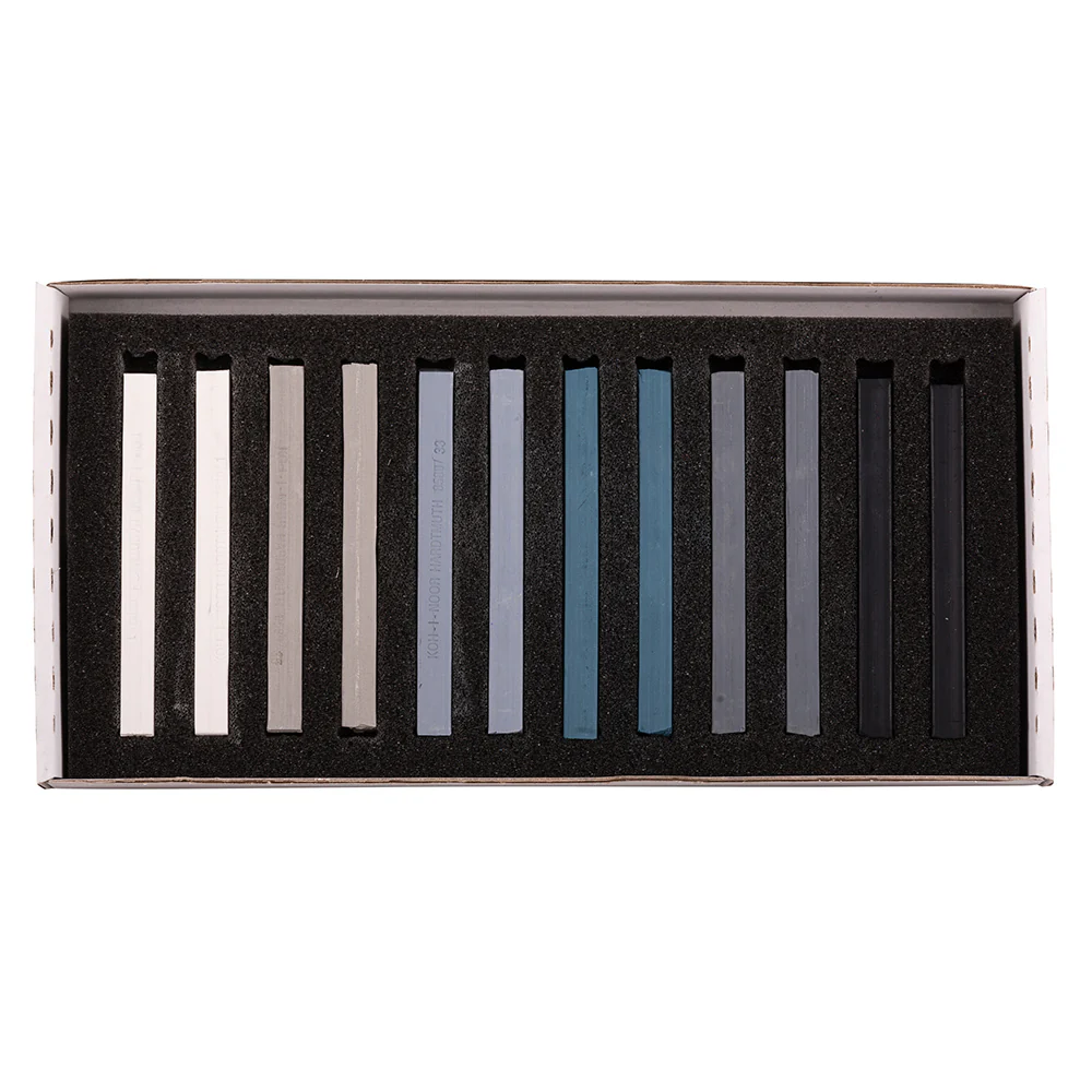 Assortiment de 12 craies 7x7 mm - 6 teintes grises - Image 2