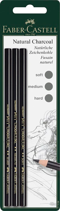 Blister de 3 Crayon-fusain naturel Pitt monochrome