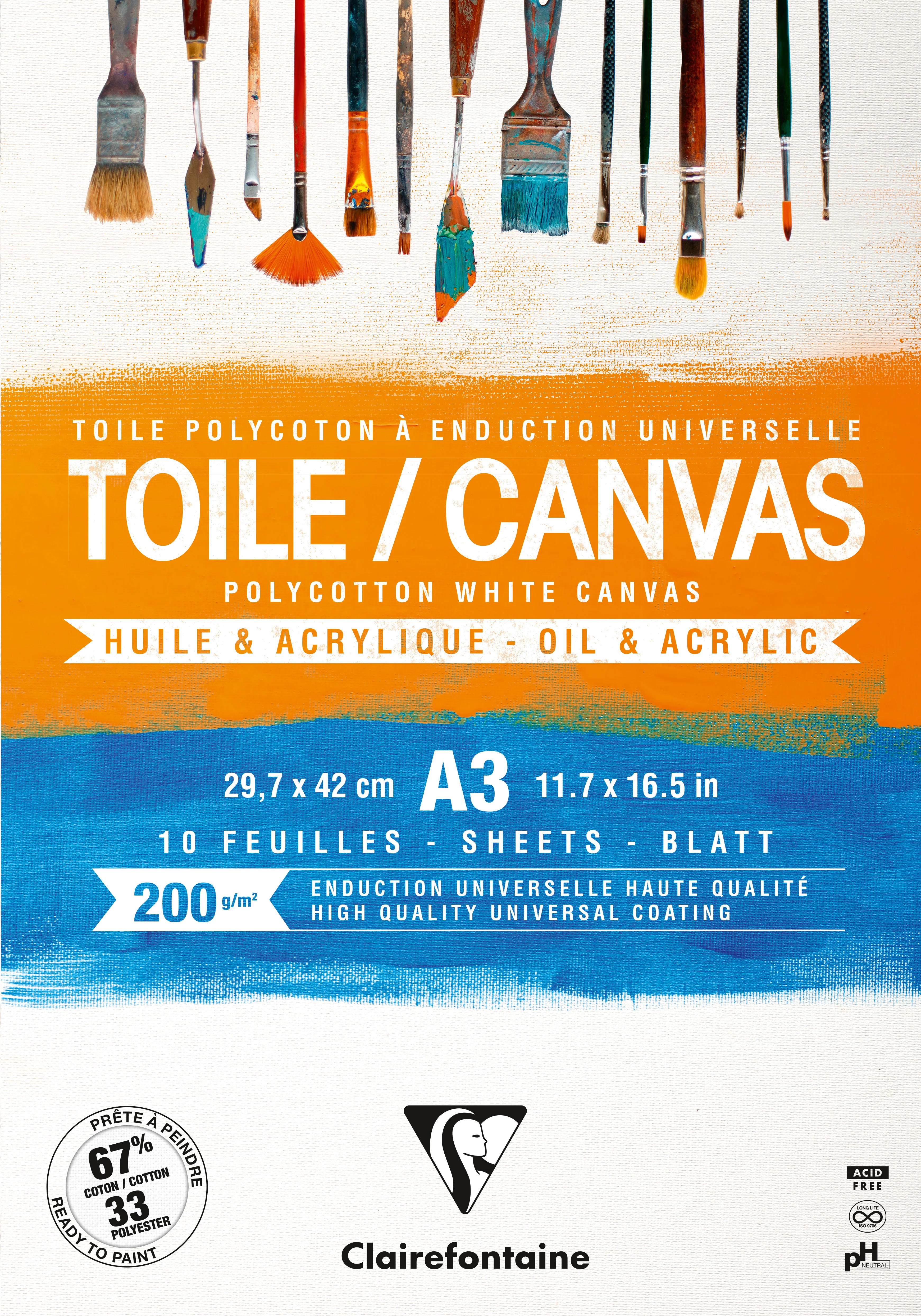 Bloc 10 feuilles toile à peindre polycoton blanc - 200g/m² - Format A4 & A3 - Image 2