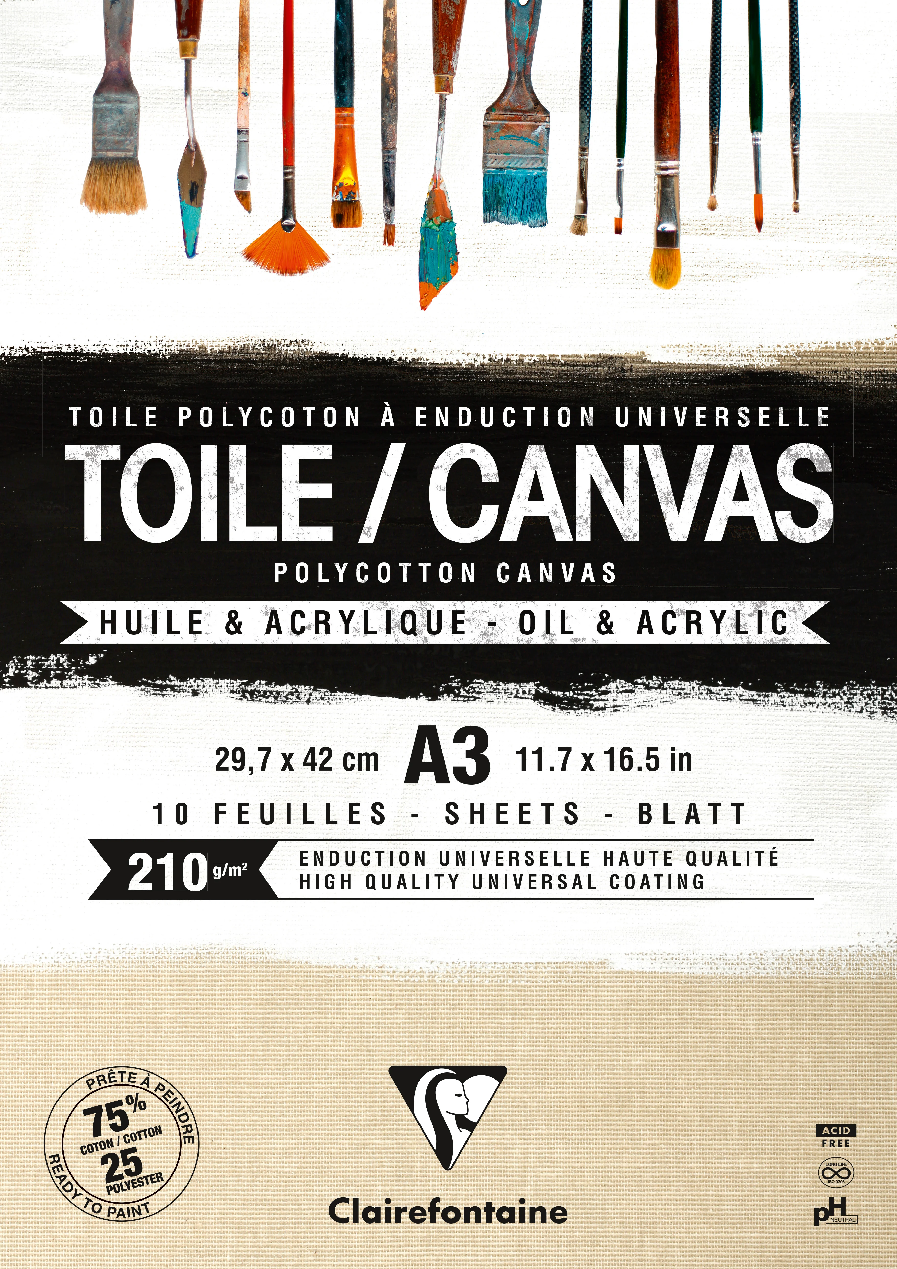 Bloc 10 feuilles toile à peindre polycoton naturel - 210g/m² - Format A4 & A3 - Image 2
