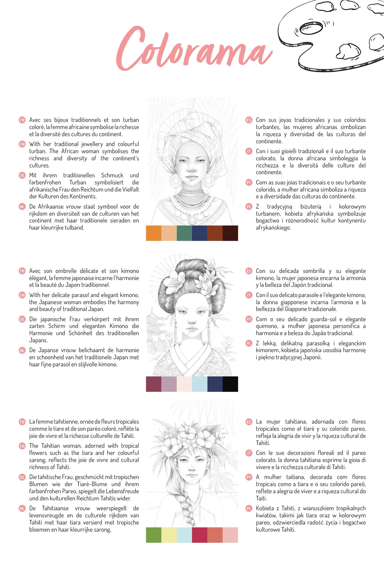 Bloc de coloriage multi-techniques de 20 feuilles A4 250g, Les femmes - Image 2