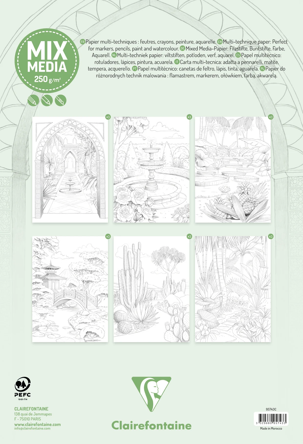 Bloc de coloriage multi-techniques de 20 feuilles A4 250g, Les jardins - Image 10