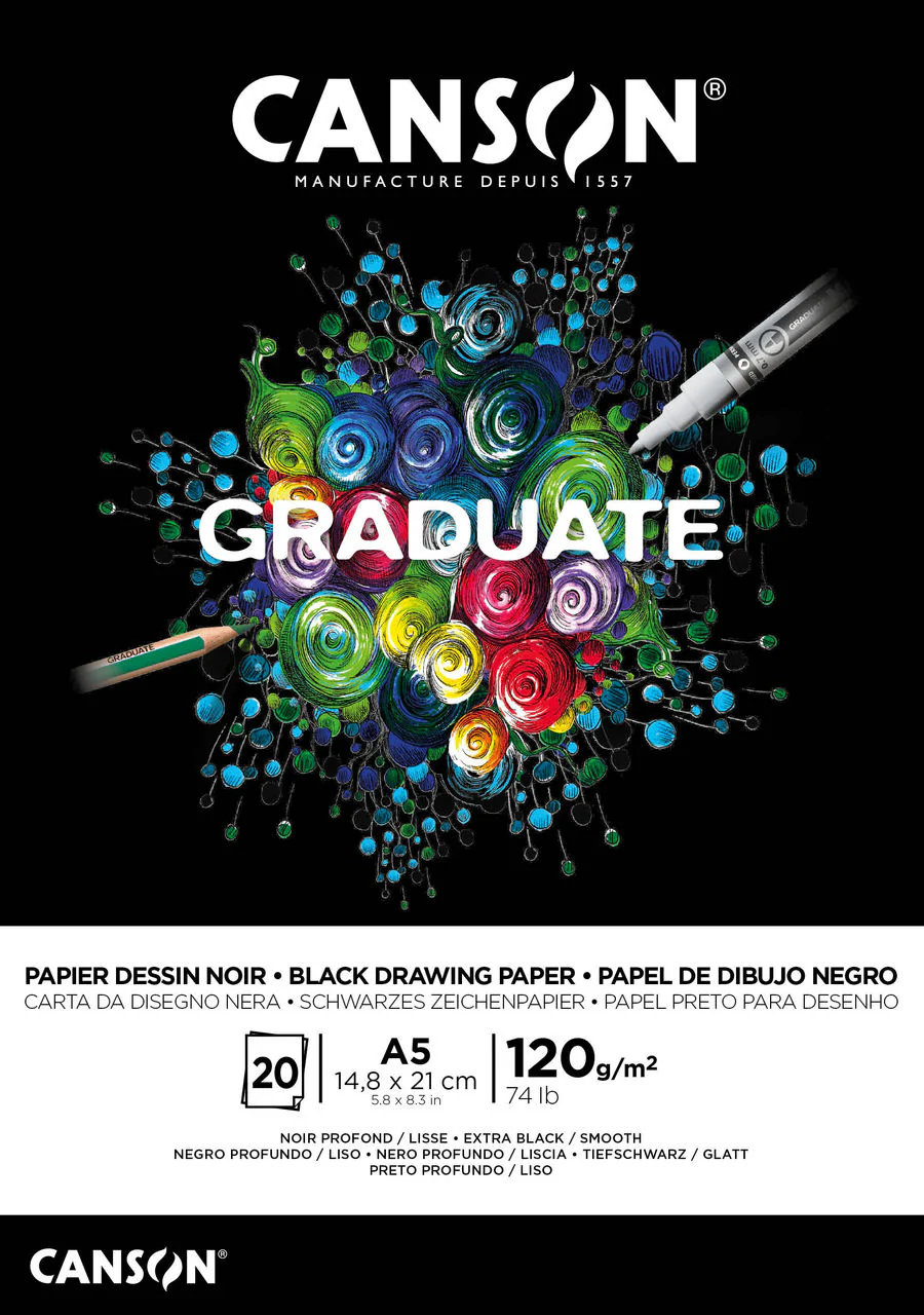 Bloc Dessin Graduate Papier Noir - 20 FEUILLES - Image 3