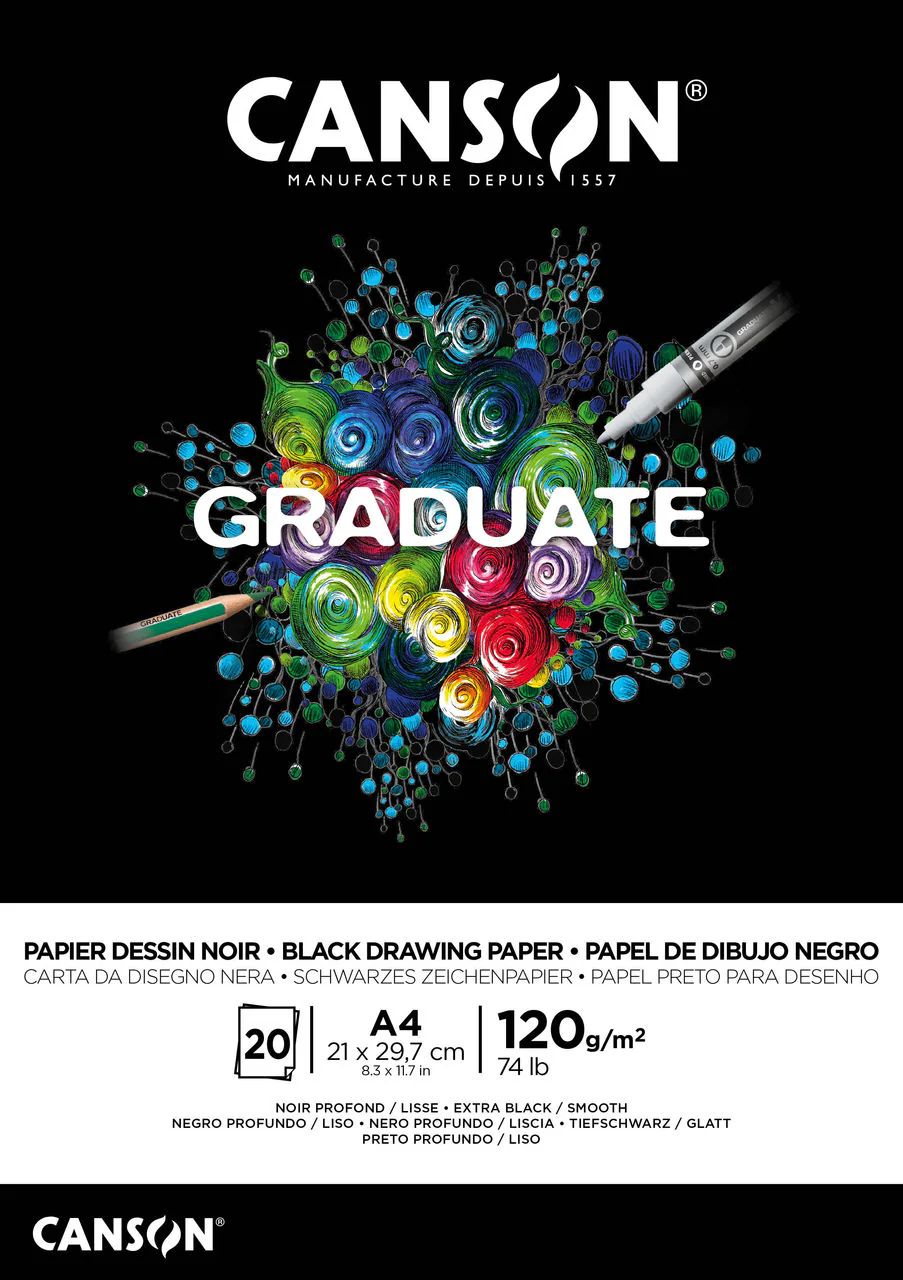 Bloc Dessin Graduate Papier Noir - 20 FEUILLES - Image 4