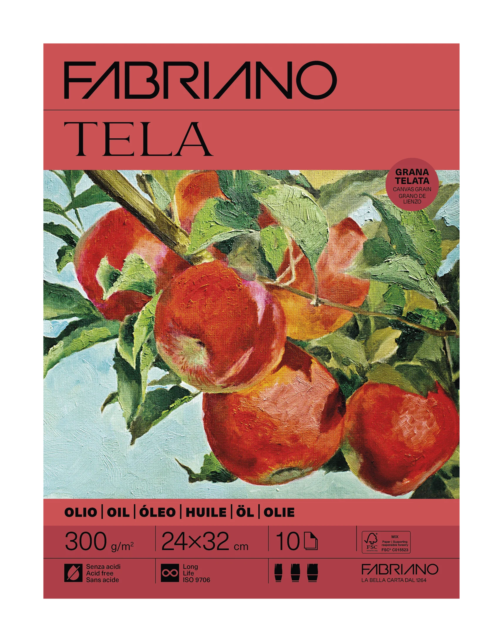 Bloc Huile TELA - 300g/m² - 10 feuilles - 3 tailles - Fabriano - Image 2