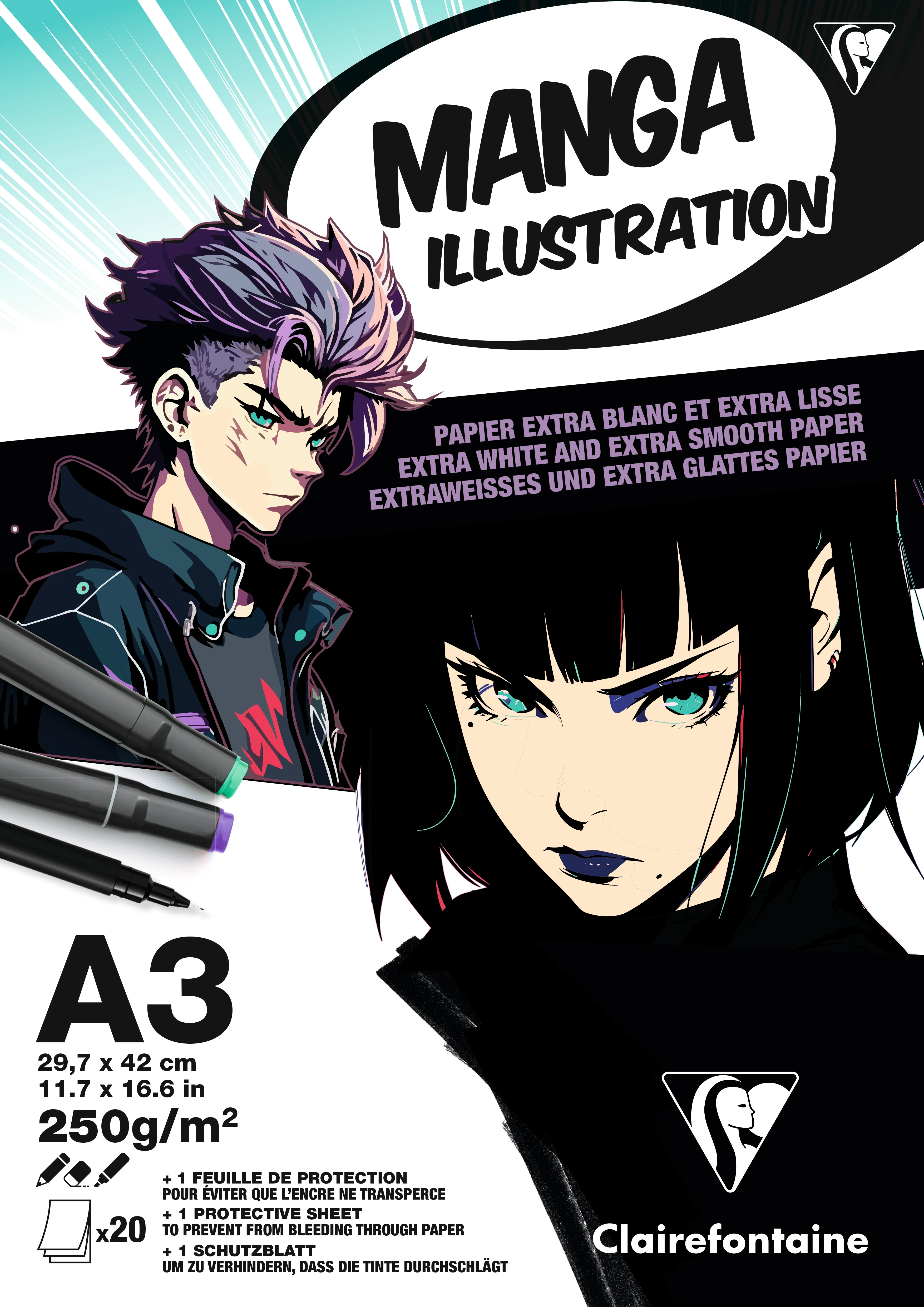 Bloc illustration Manga - 20 feuilles - 250g/m² - Formats A3,A4 et A5 - Image 3