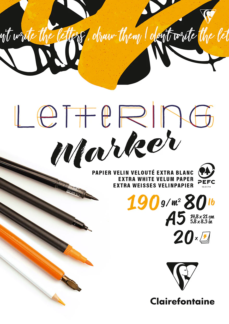 Bloc lettering A5 - 20 feuilles - 190g/m²- Clairefontaine