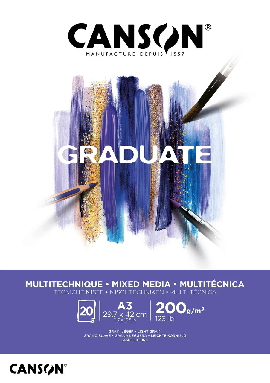 Bloc Mix Media Papier Blanc Graduate - 20 Feuilles - Image 3