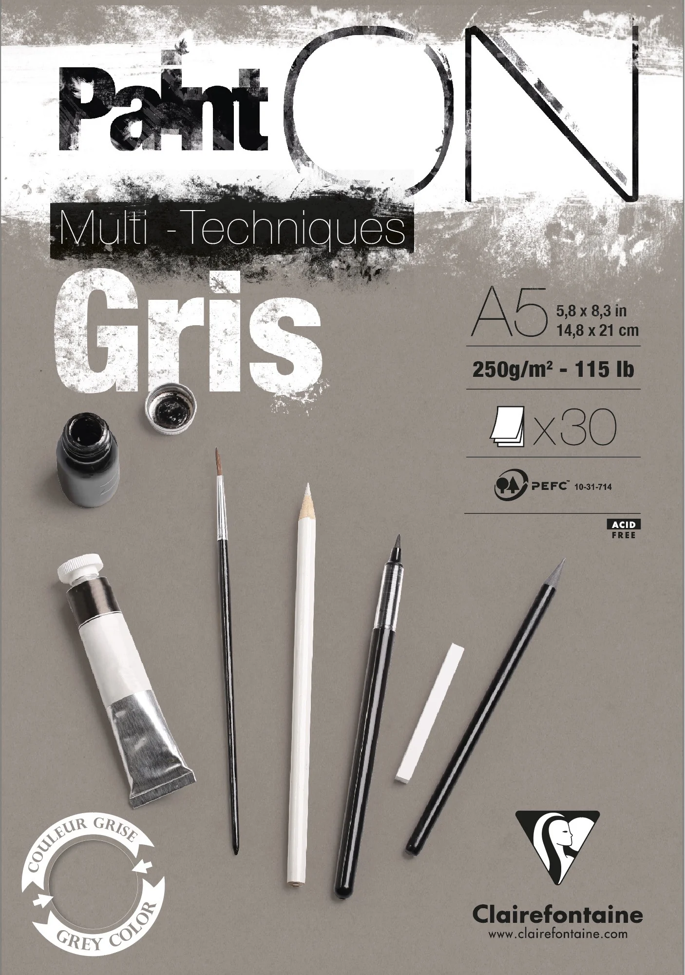 Bloc Paint on encollé gris 30 feuilles