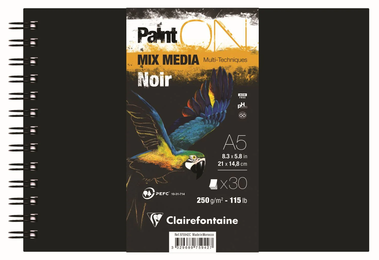 Bloc PAINT'ON Noir Spirale 250G - 30 Feuilles - Image 2