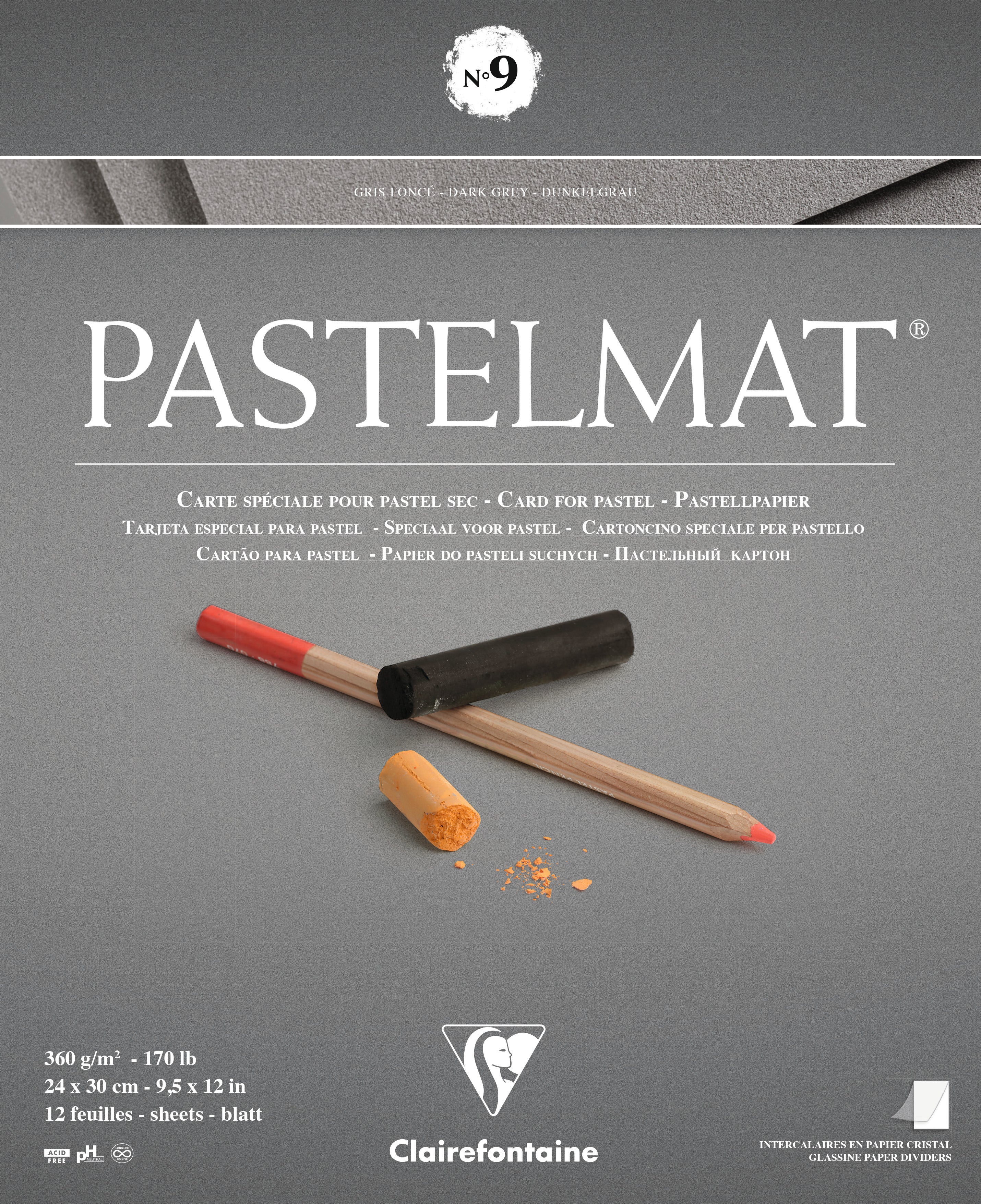 Bloc Pastelmat n°9 -12 feuilles 360 gr - 3 formats - Monochrome gris foncé - Image 3