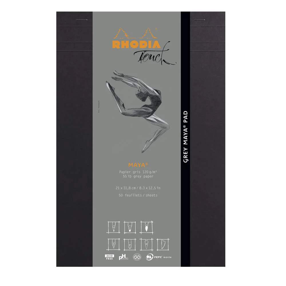 Bloc Rhodia Touch Gris Maya A4+/A5-50 feuilles-120g portrait - Image 3