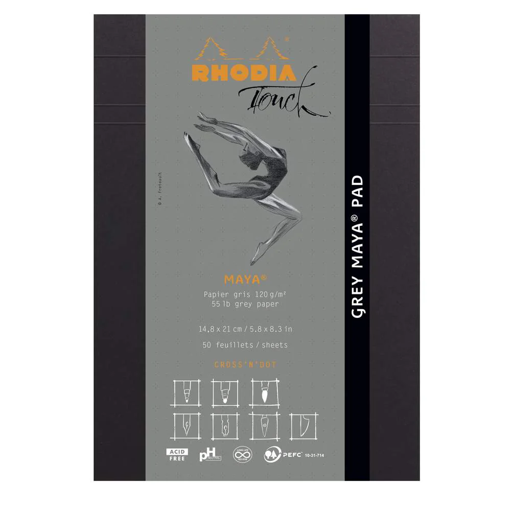 Bloc Rhodia Touch Gris Maya A4+/A5-50 feuilles-120g portrait - Image 5