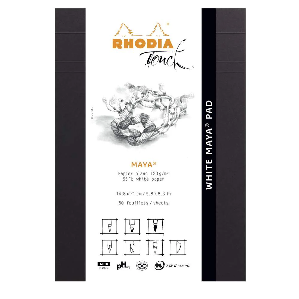 Bloc Rhodia Touch White Maya A4+/A5-50 feuilles-120g portrait - Image 3