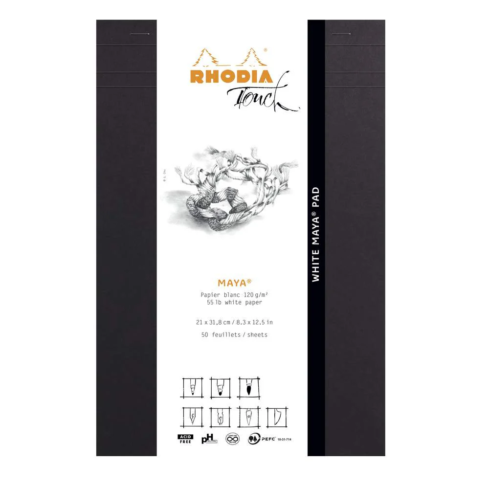Bloc Rhodia Touch White Maya A4+/A5-50 feuilles-120g portrait - Image 4