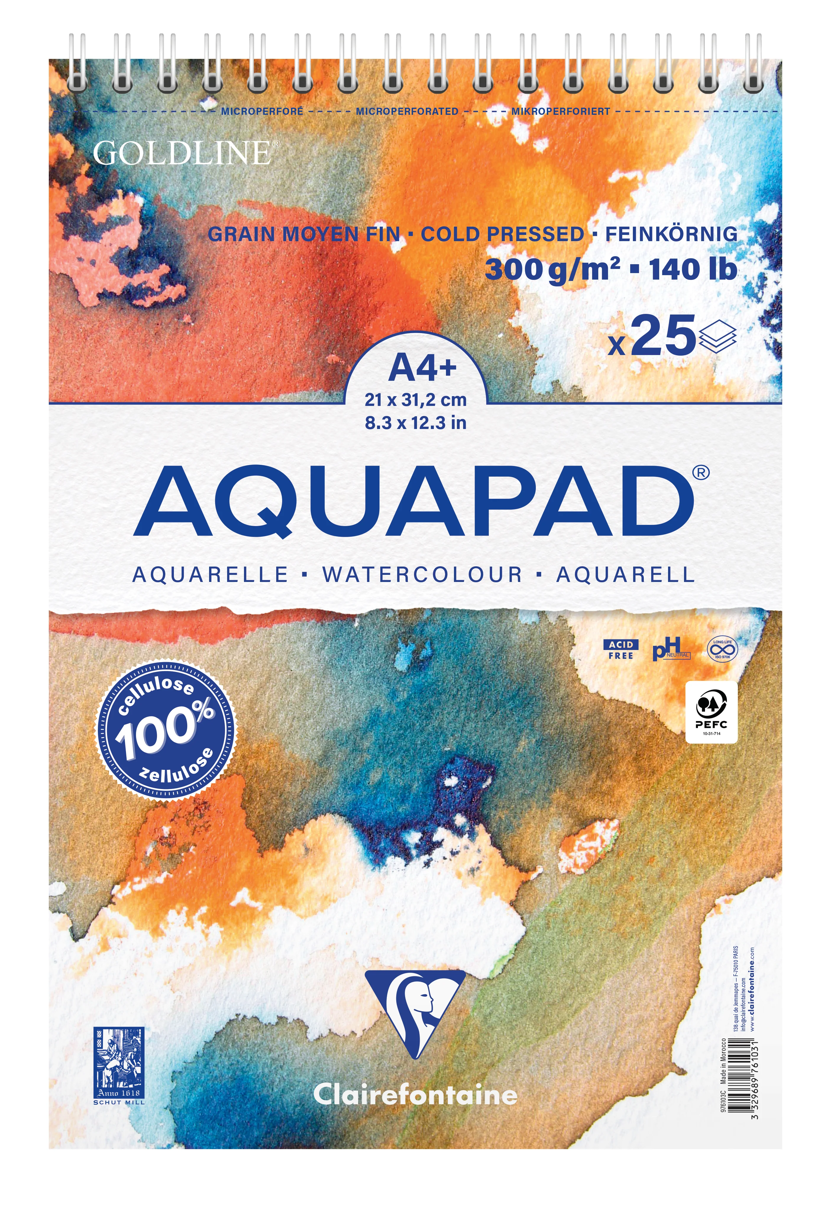 Bloc spiralé Aquapad - 25 feuilles - 300gr/m² - 3 formats - Image 2
