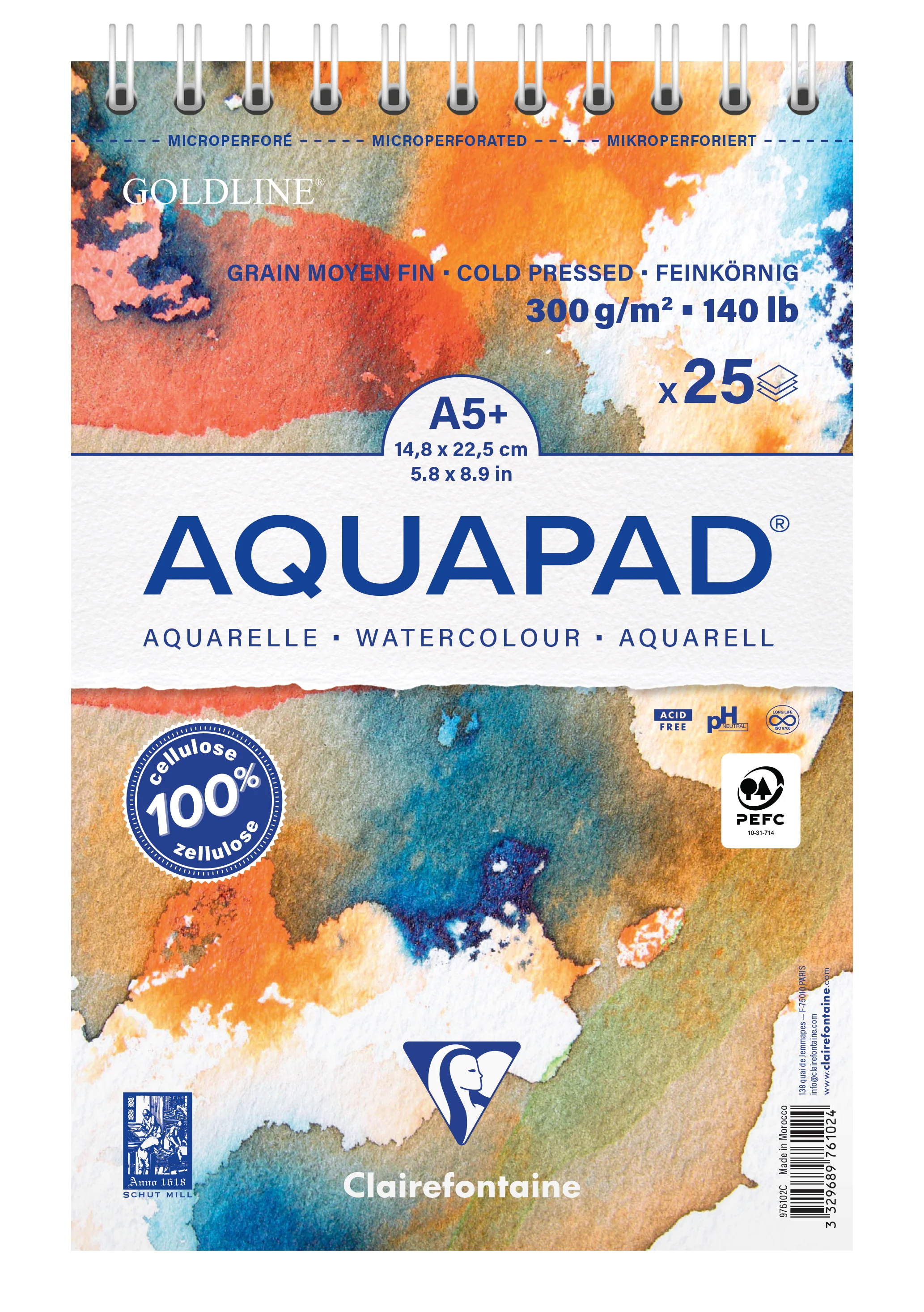 Bloc spiralé Aquapad - 25 feuilles - 300gr/m² - 3 formats - Image 3