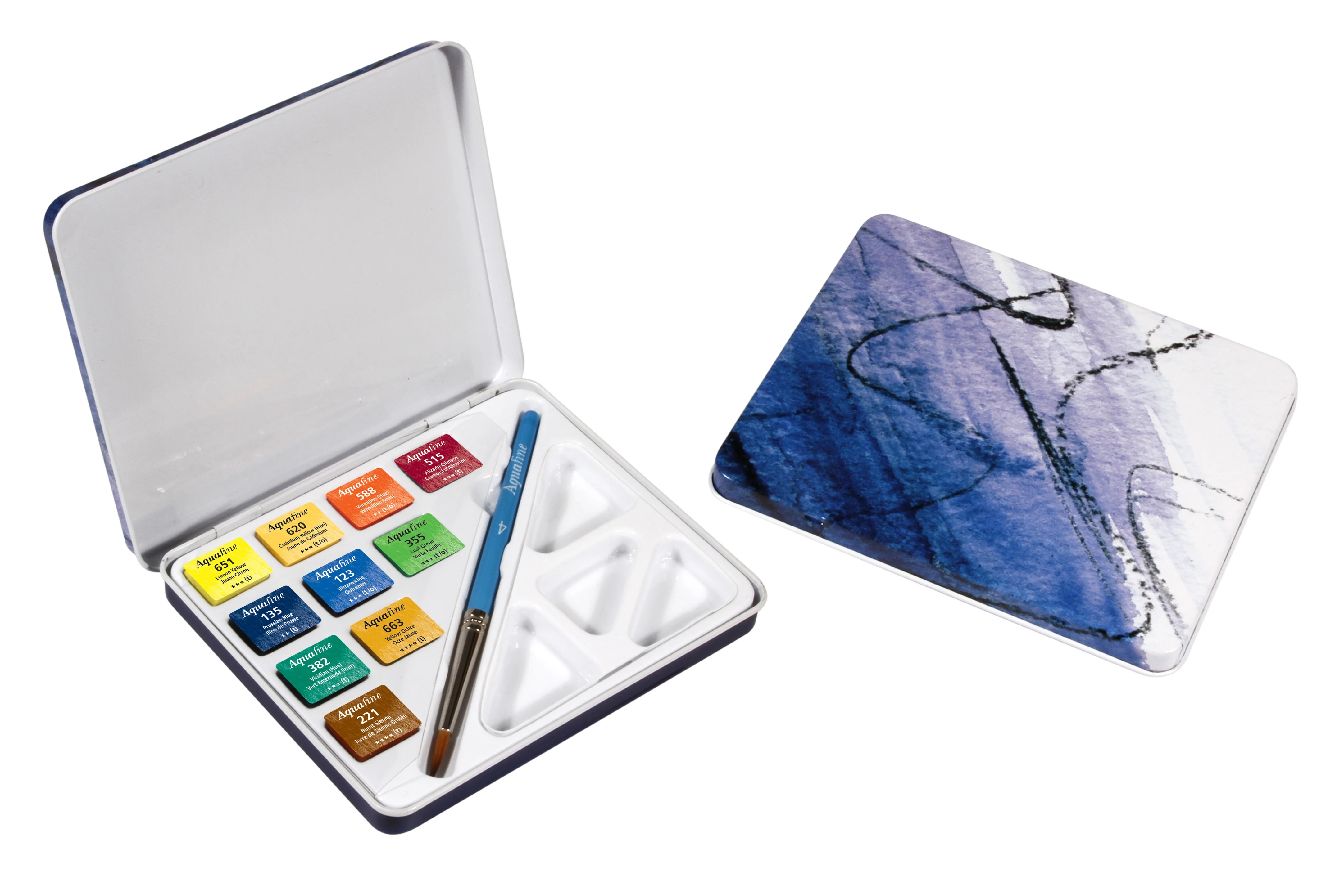 Boîte de 10 1/2 godets aquarelle fine Aquafine