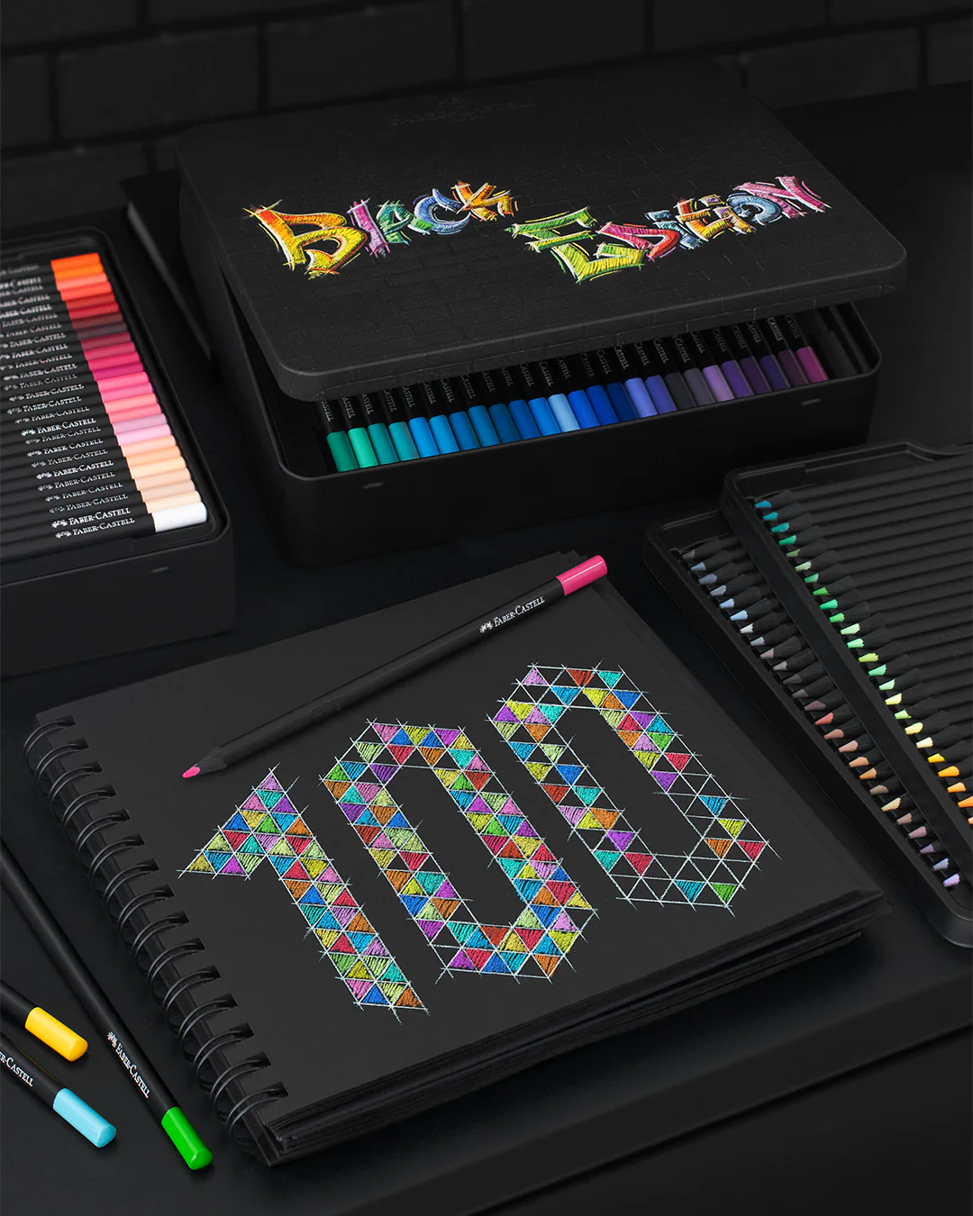 Boîte métal de 100 Crayons de couleurs Black Edition - Image 3