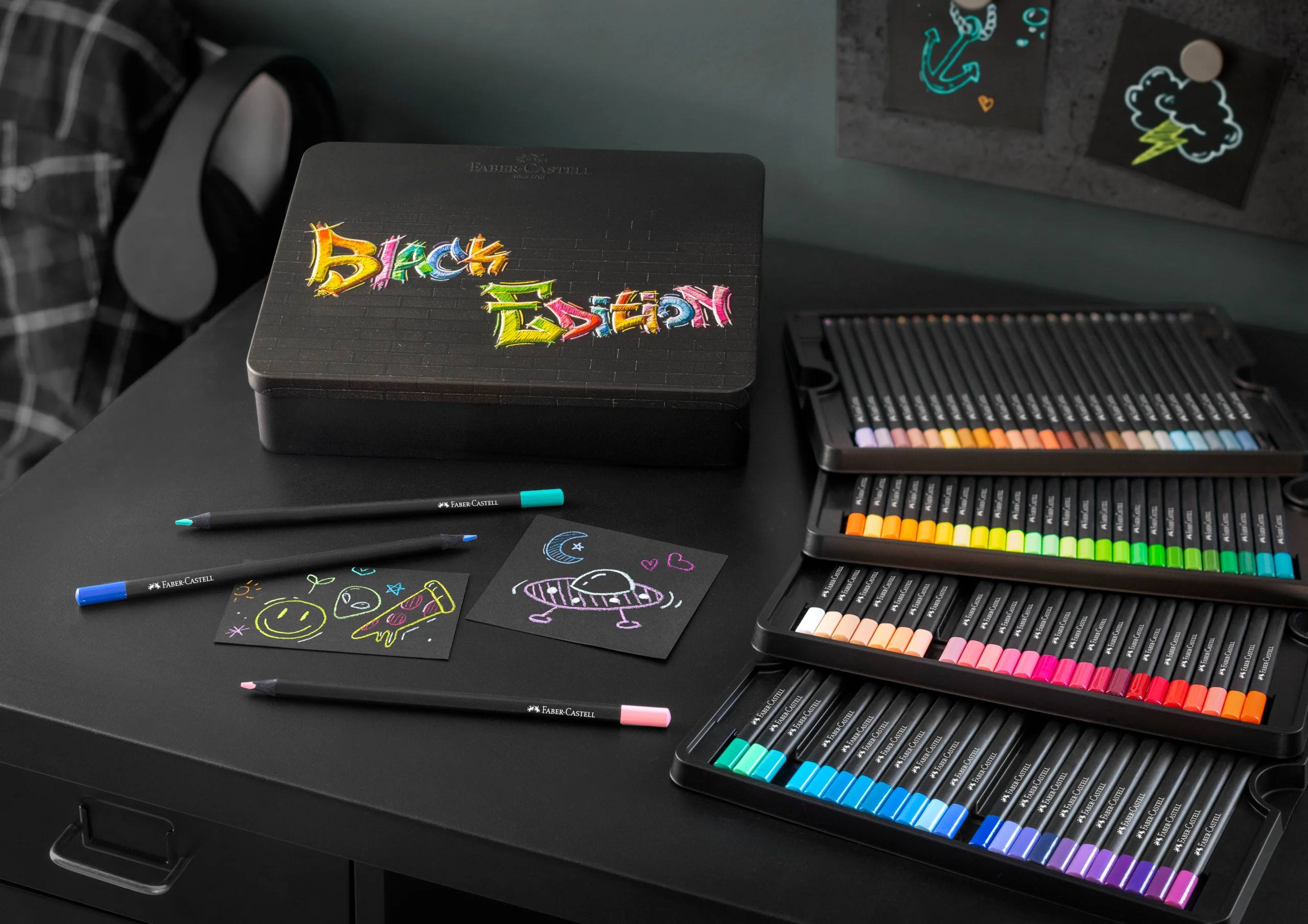 Boîte métal de 100 Crayons de couleurs Black Edition - Image 4