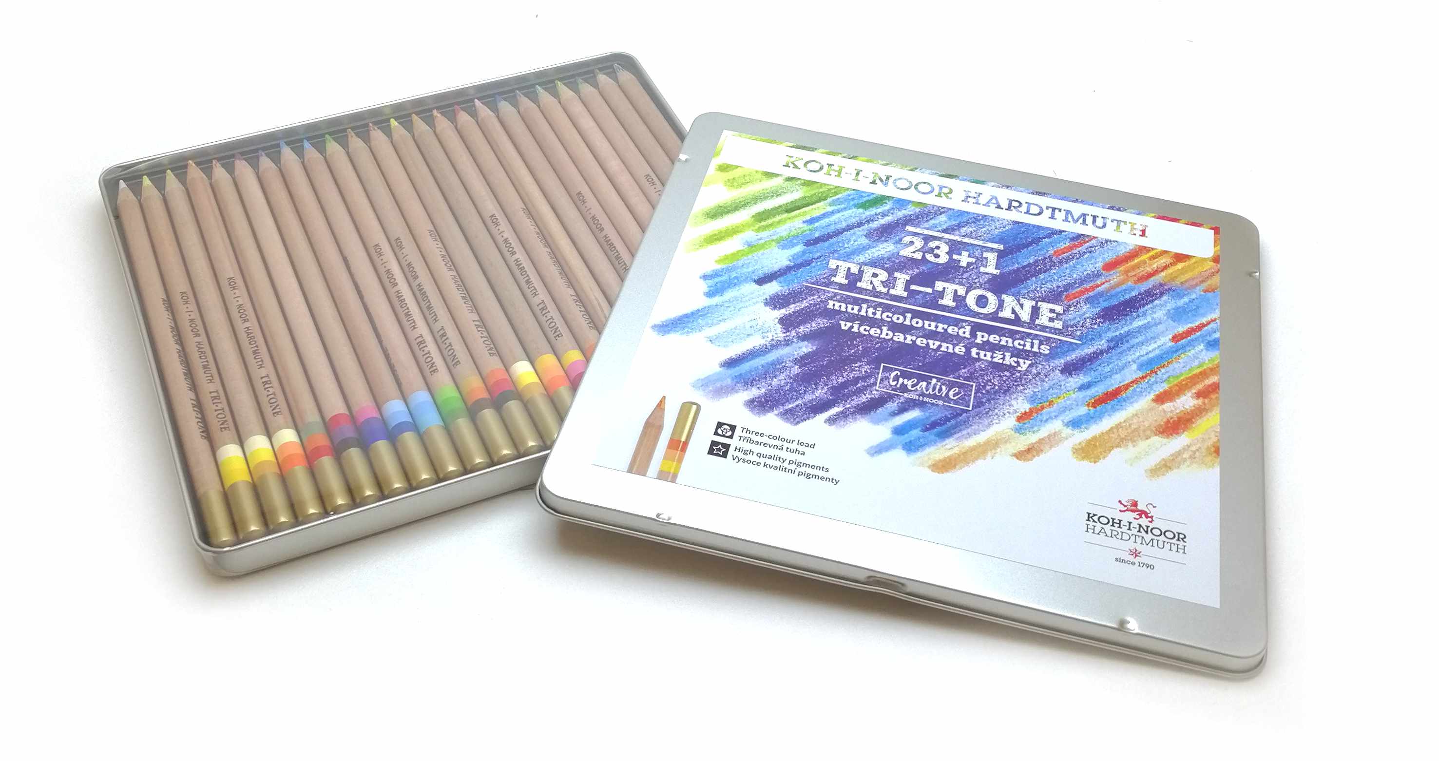 Boîte métal de 23 crayons tri-ton + blender - Image 2