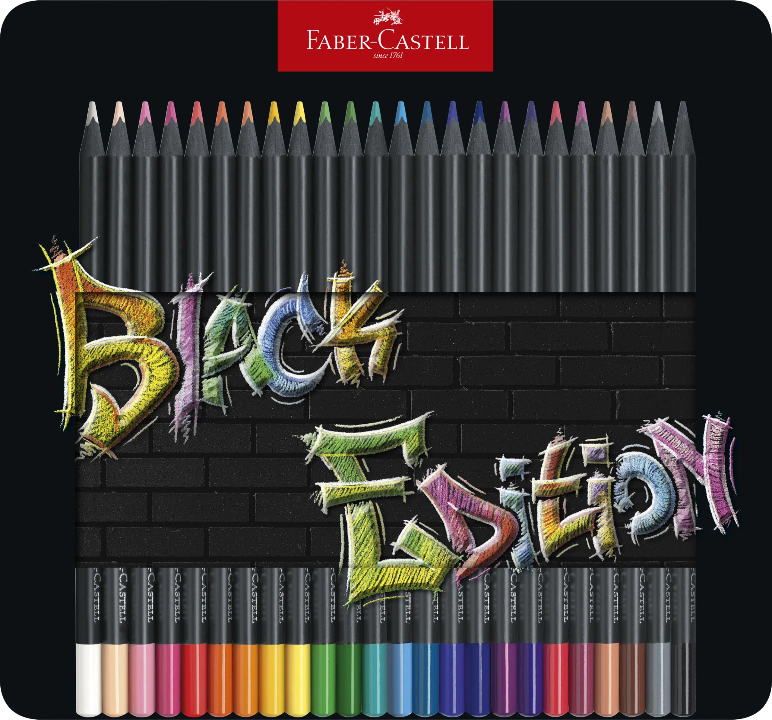 Boîte métal de 24 Crayons de couleurs Black Edition