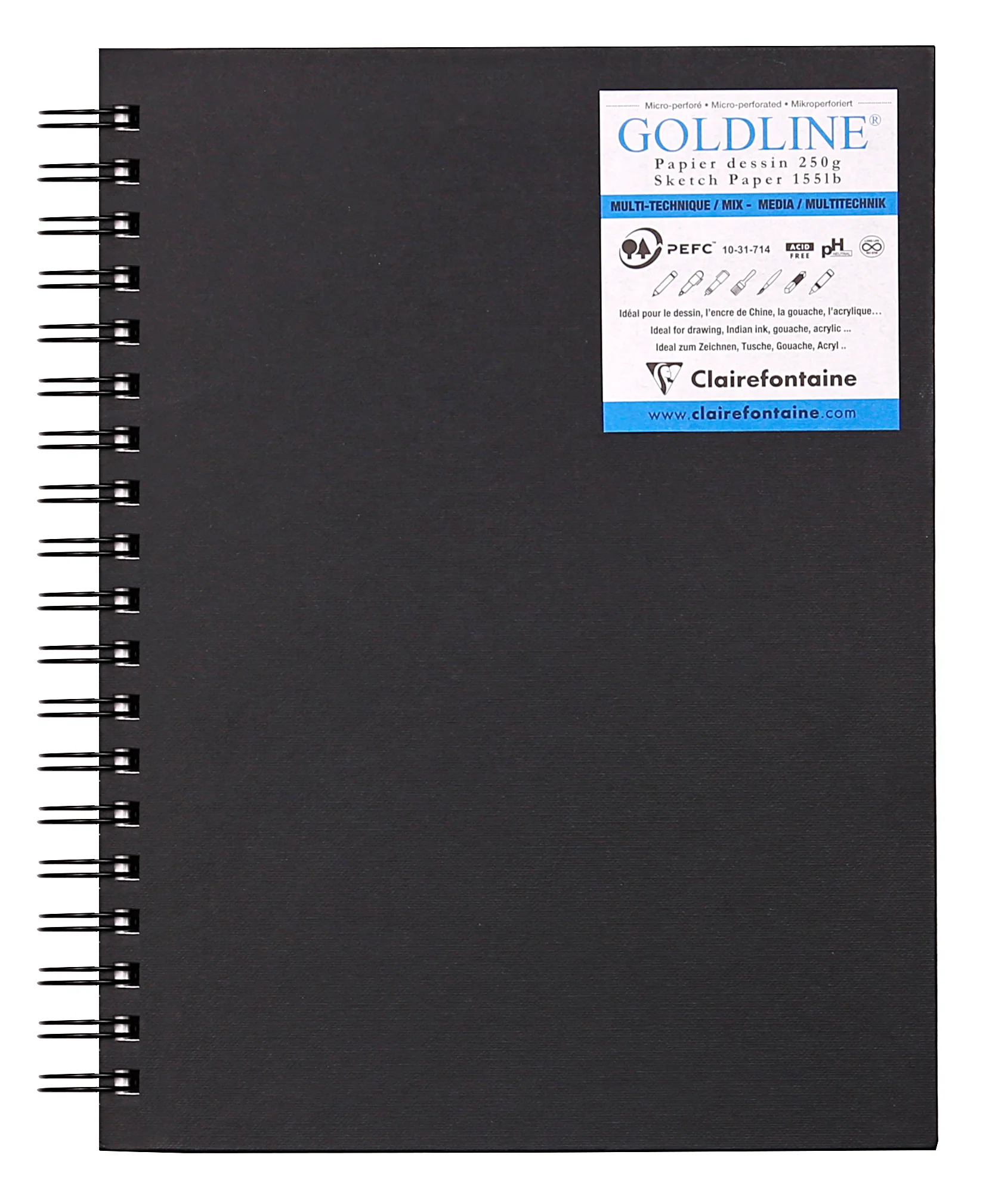 Carnet spiralé multitechnique Goldline - 40 feuilles - 250g/m² - 2 formats
