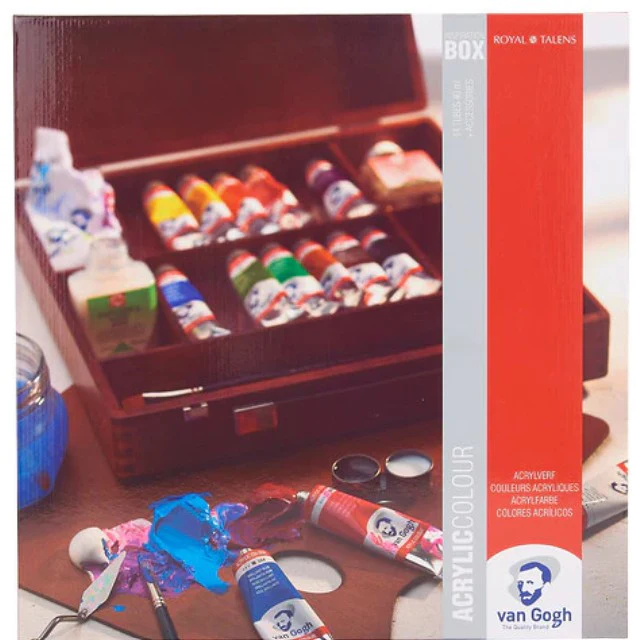 Coffret bois acrylique Van Gogh Inspiration - 14 x 40 ml & accessoires - Image 2