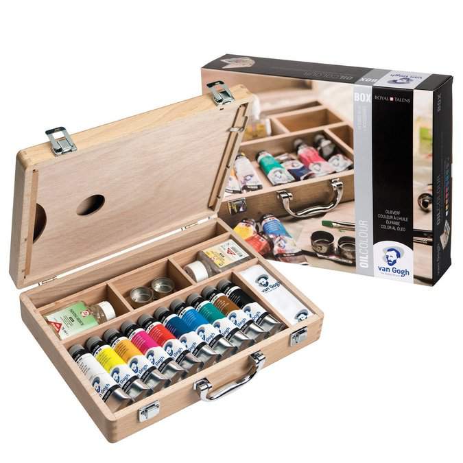 Coffret bois Peinture à l'huile fine VAN GOGH 10 tubes 40ml + accessoires - Image 2