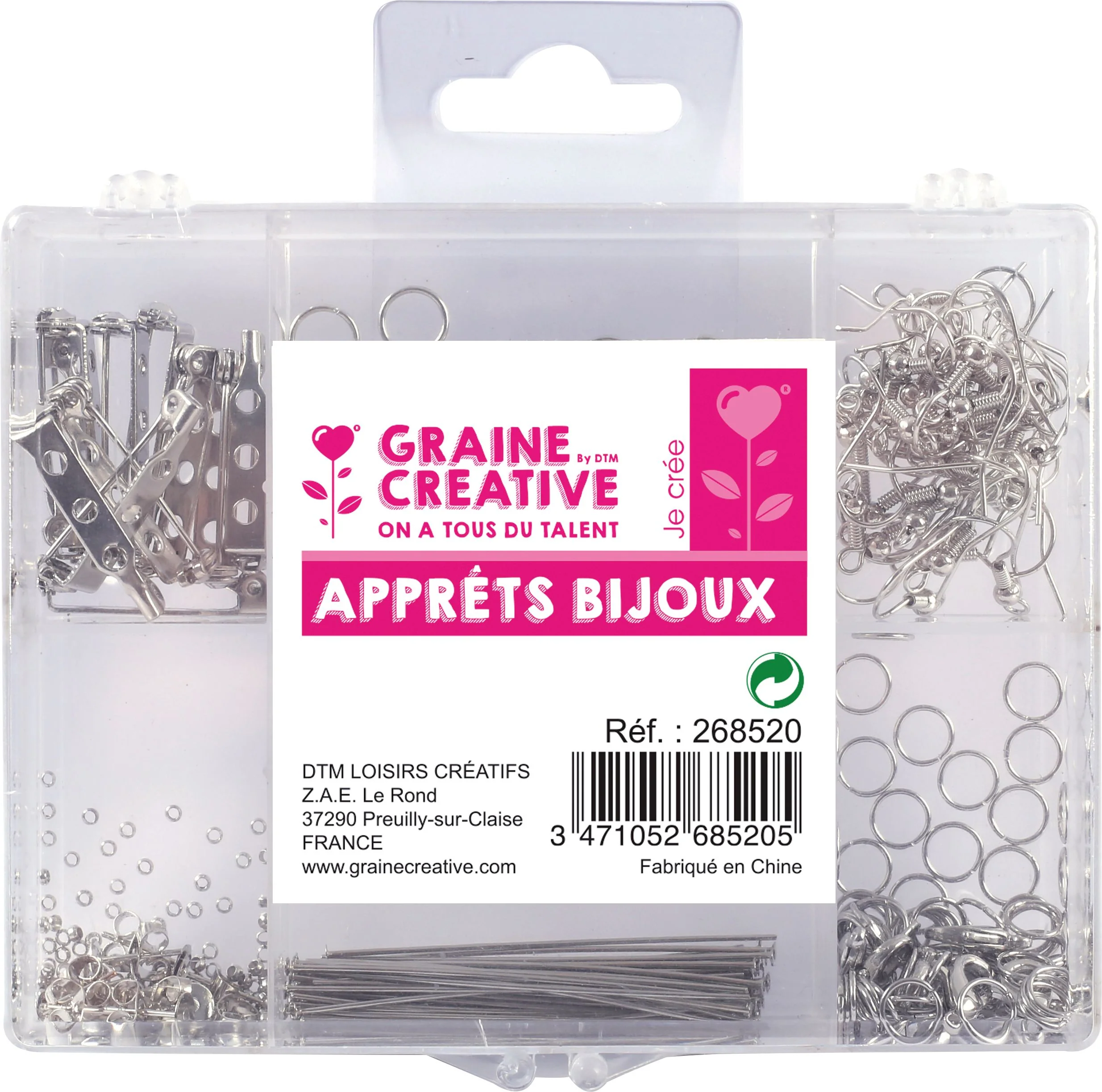 Coffret d'apprêts bijoux couleur argent - 407 pèces