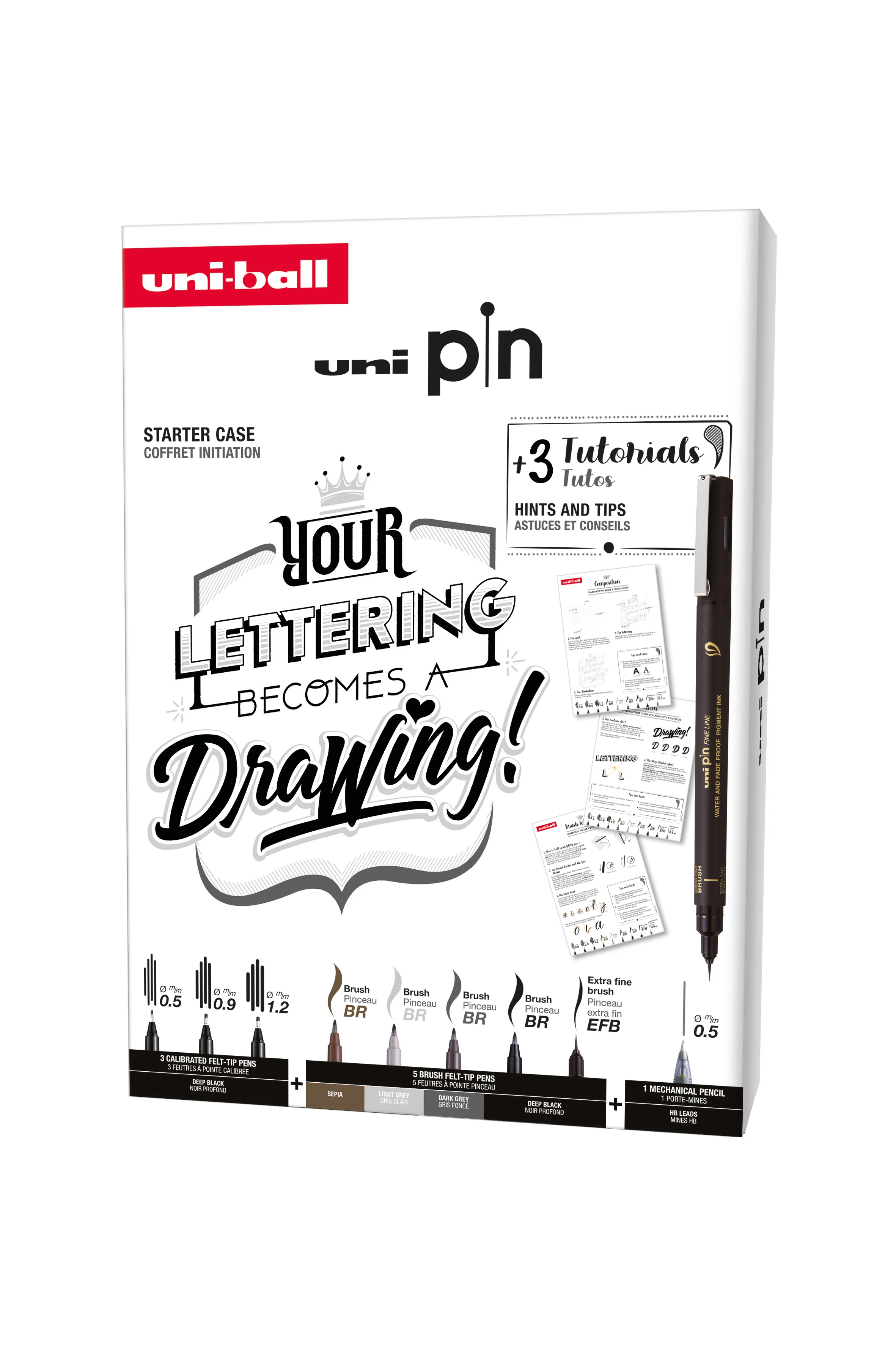 Coffret initiation Lettering uni-pin