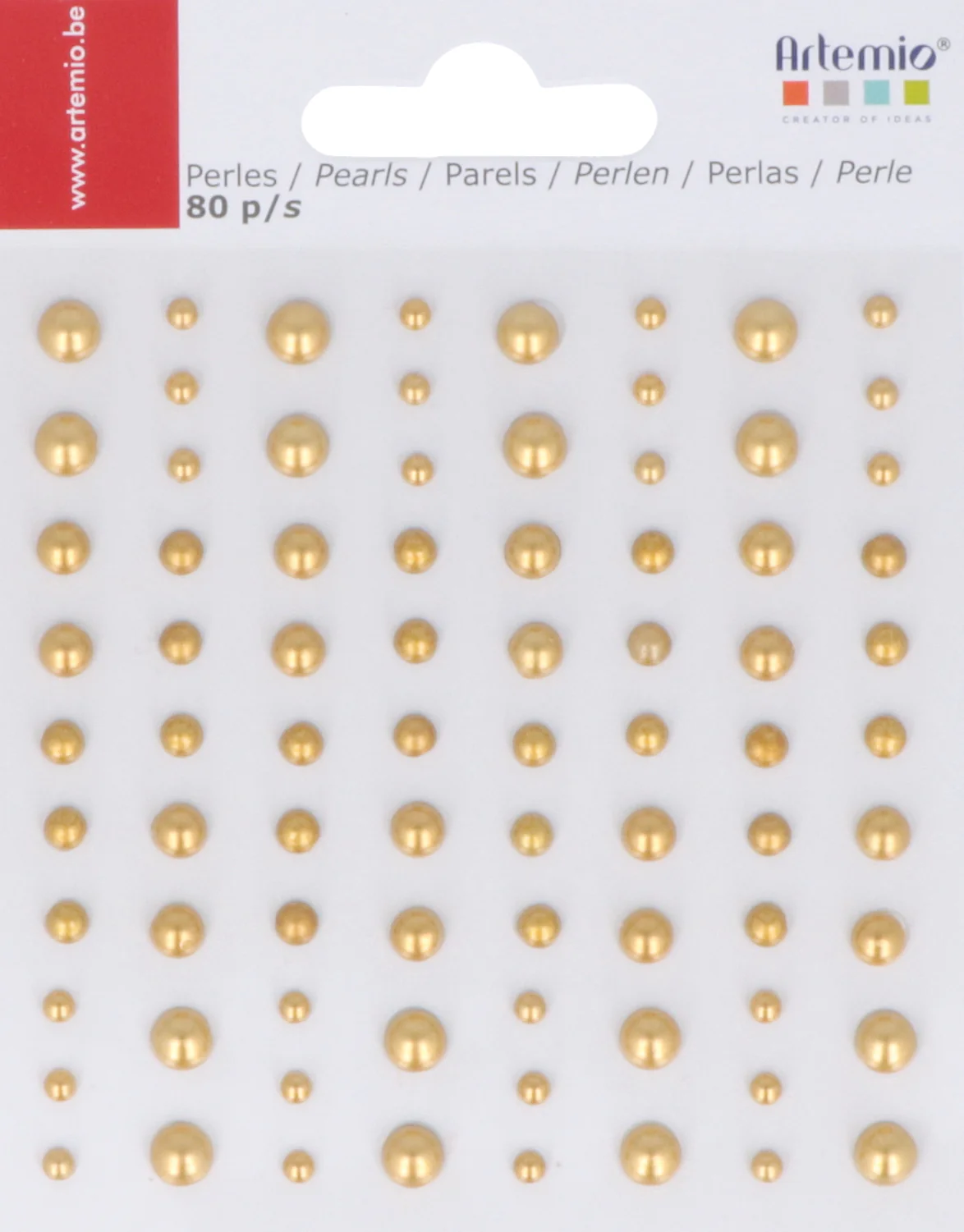80 perles adhésives or diamètres assortis