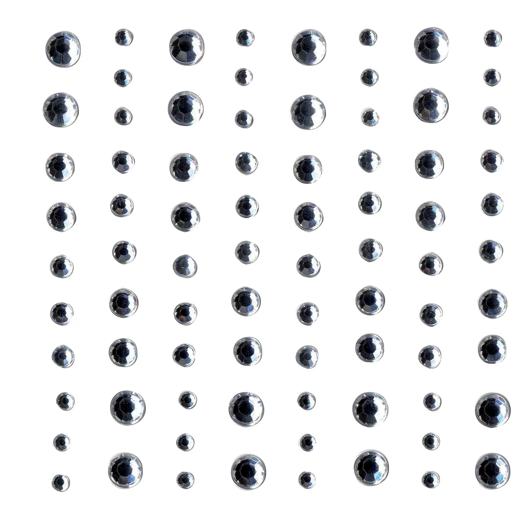 80 pierres strass rondes adhésives argent  diamètres assortis