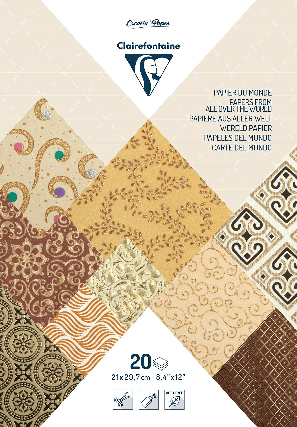 Blocs papiers du Monde 20 feuilles A4 80g/m² Marron / Ivoire