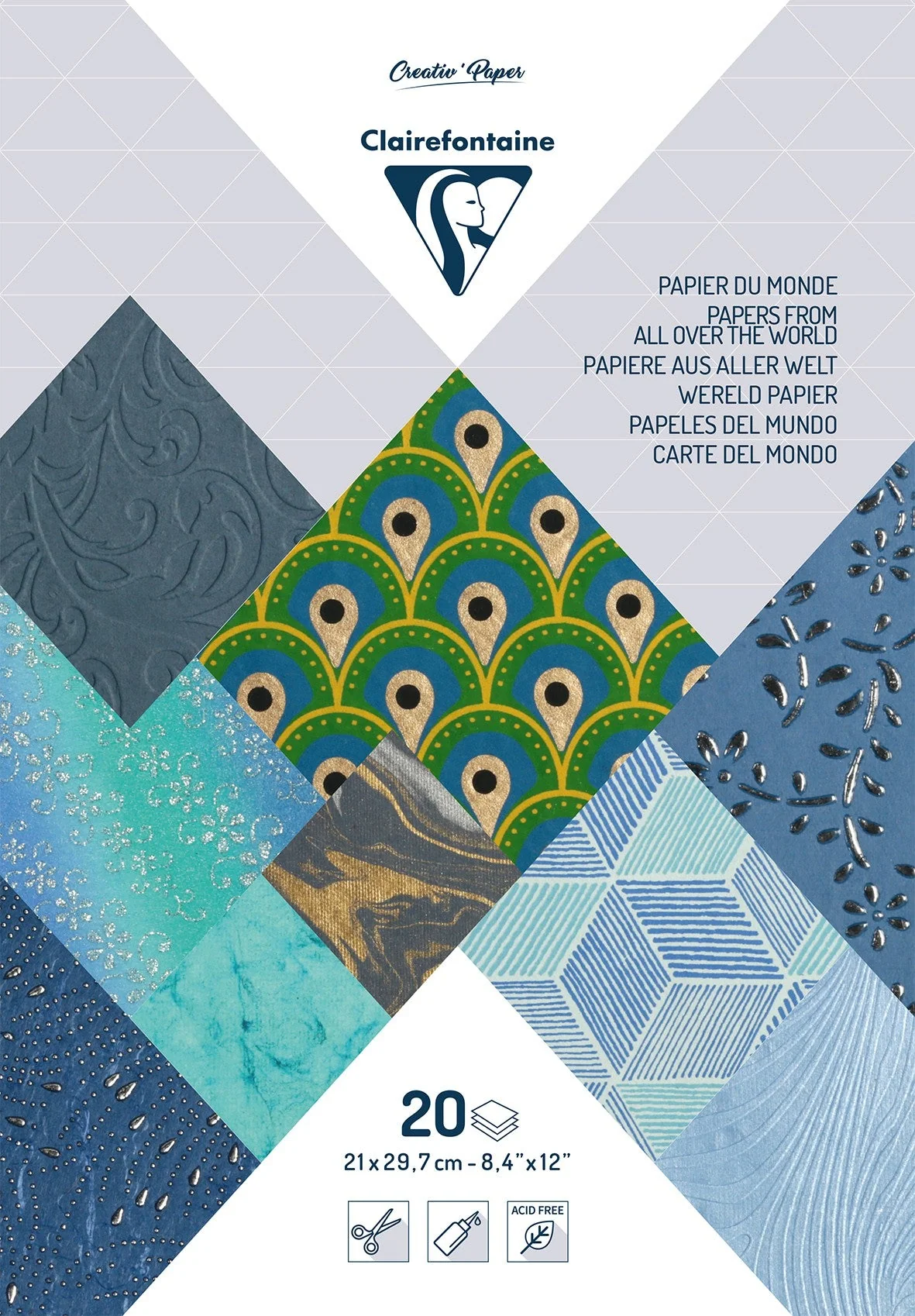 Blocs papiers du Monde 20 feuilles A4 80g/m² Bleu