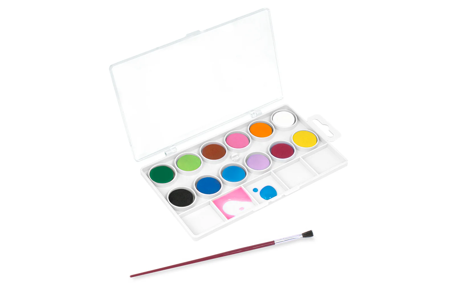 Boîte Aquarelle 12 pastilles 22 mm couleurs assorties + pinceau - Image 2