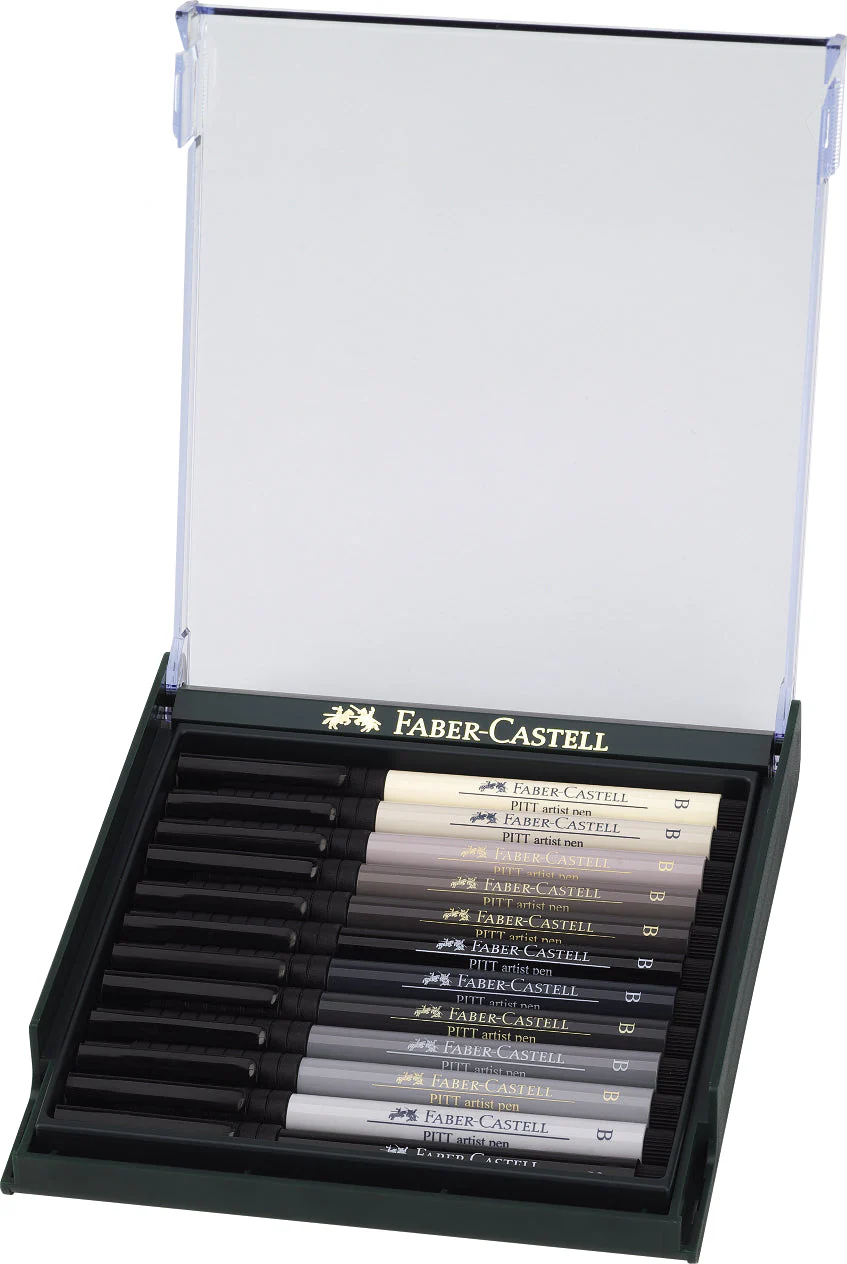 Boîte de 12 Feutres Pitt Artist pen Gris