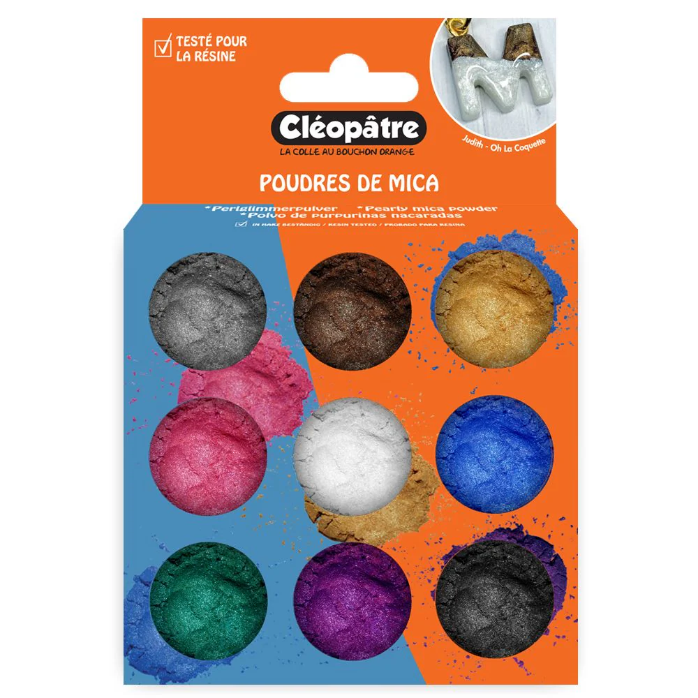 Boite de 9 pots d'accessoires - Poudres de mica nacrées