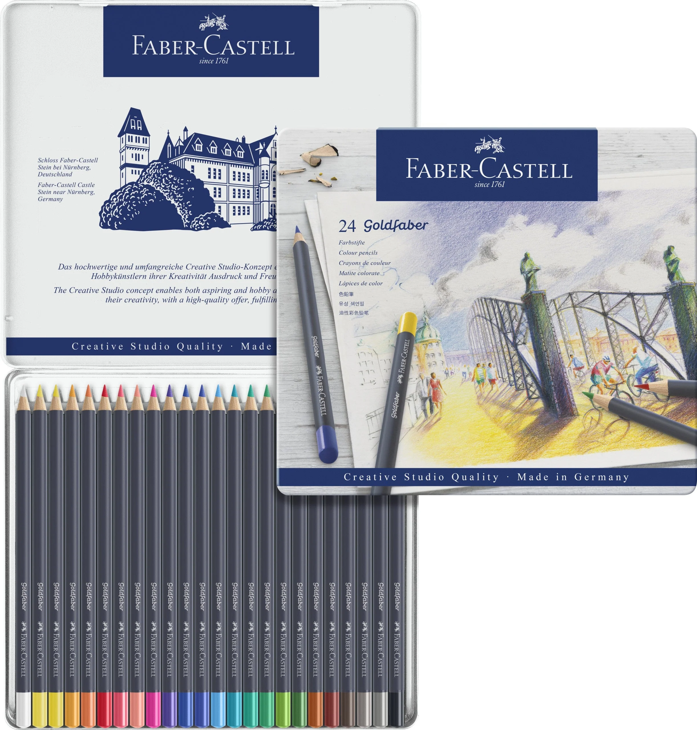 Boîte métal de 24 crayons de couleur Goldfaber