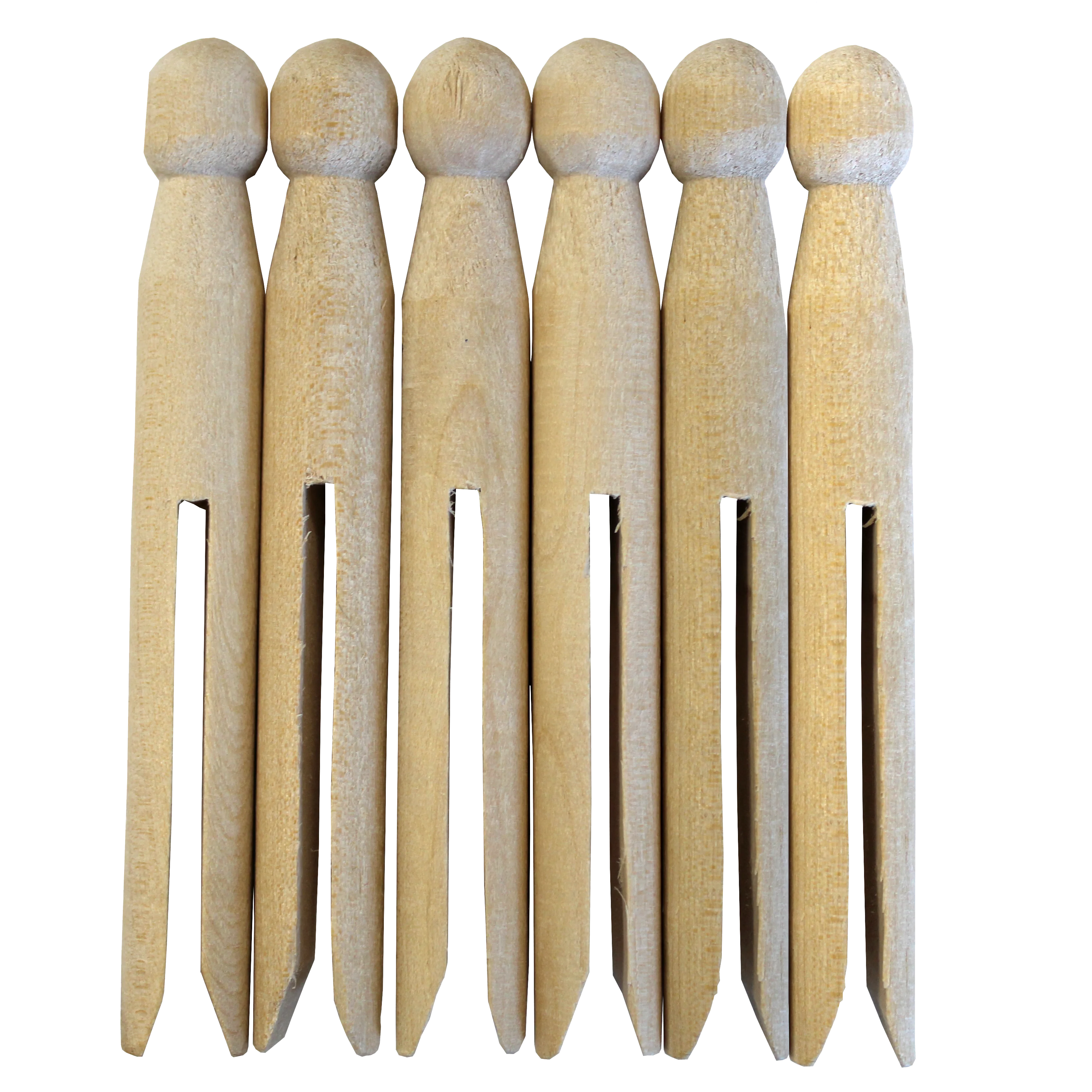 Pince à linge en bois naturel tête ronde - 11 cm - X6