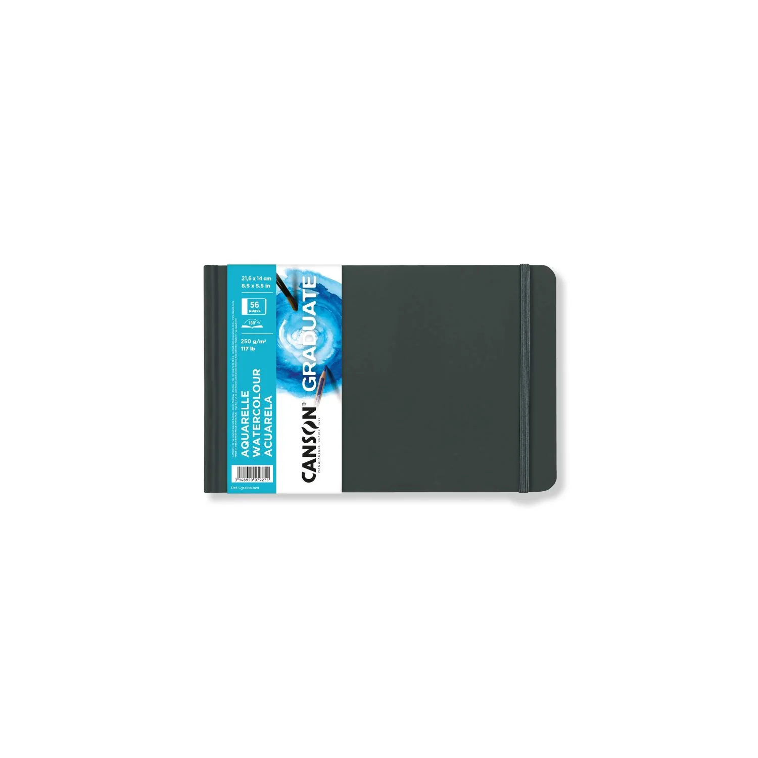Carnet graduate Aquarelle 14 x 21,6 cm-28 feuilles-250gr- cousu petit côté format paysage