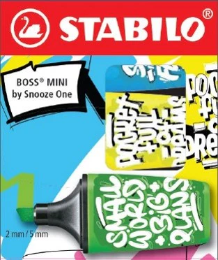 Etui de 3 surligneurs vert, jaune et bleu STABILO BOSS MINI by Snooze One