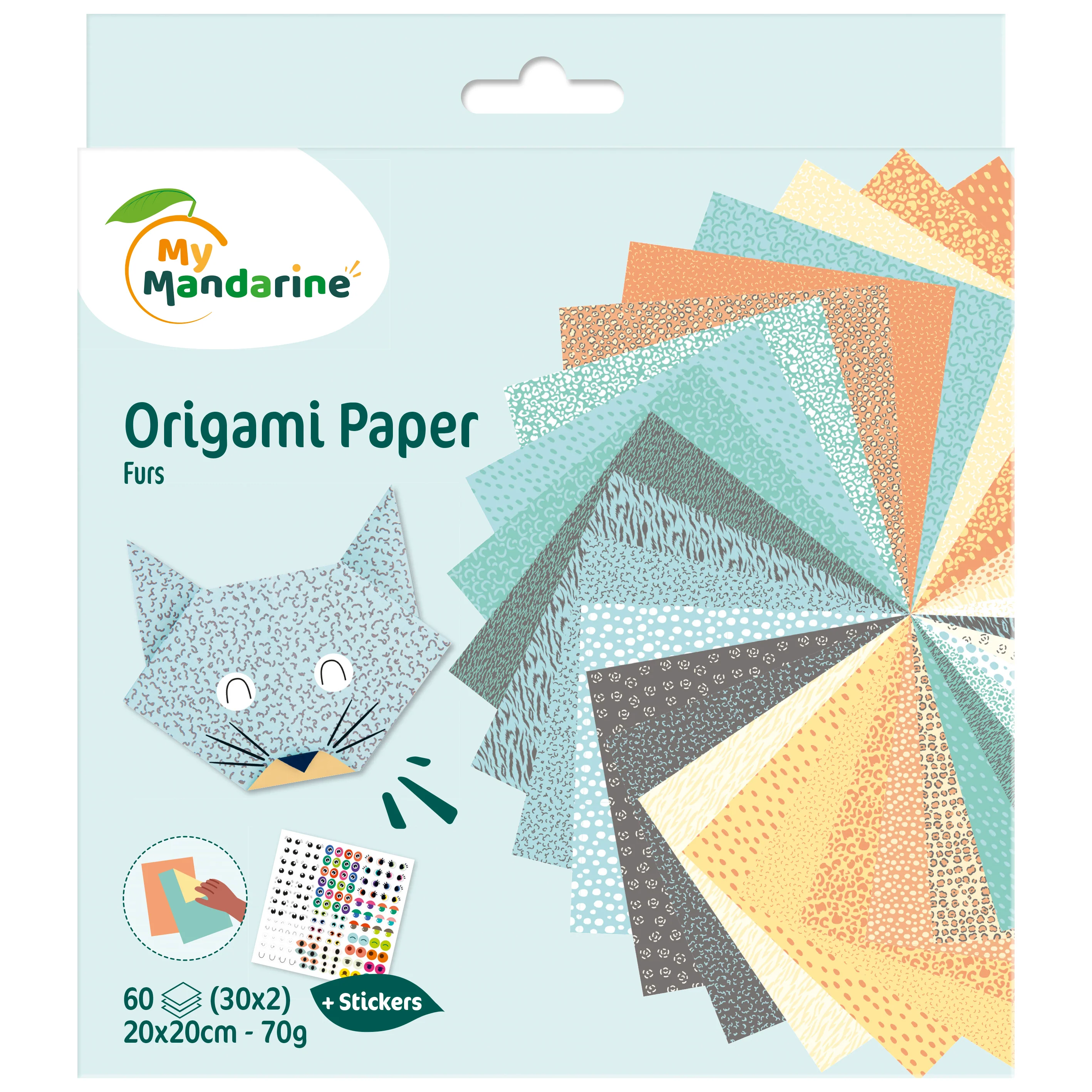 Papier origami 20x20cm Thème renard