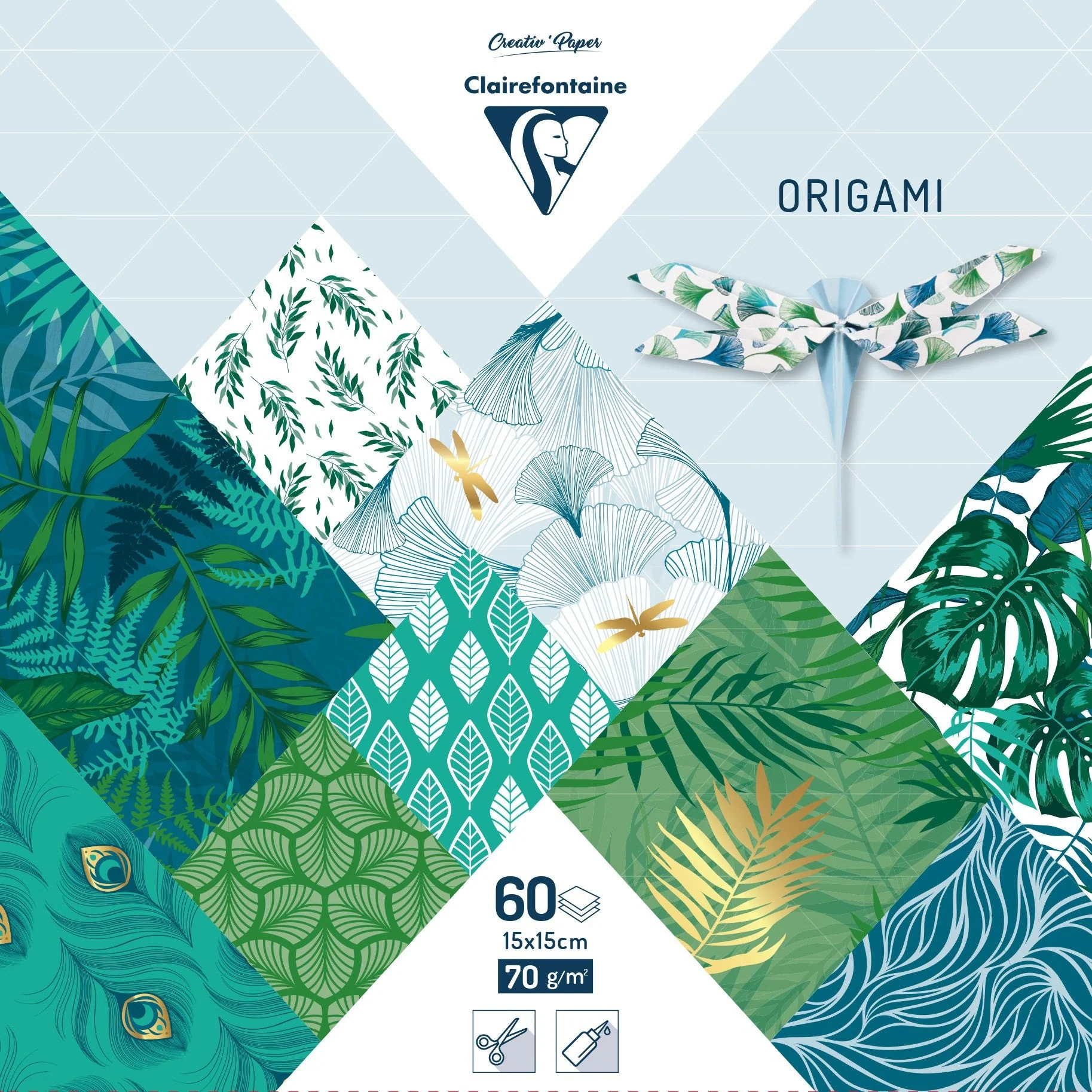 Papiers origami 15x15cm Végétal chic