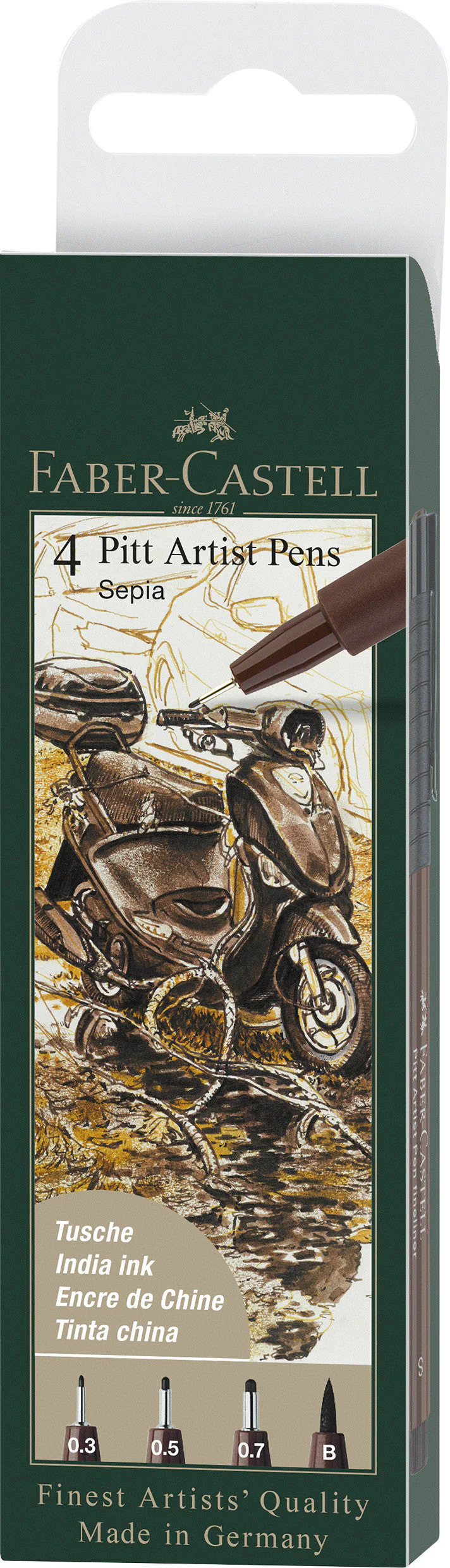 Pochette de 4 feutres Pitt artist Pen Assortiment Sépia