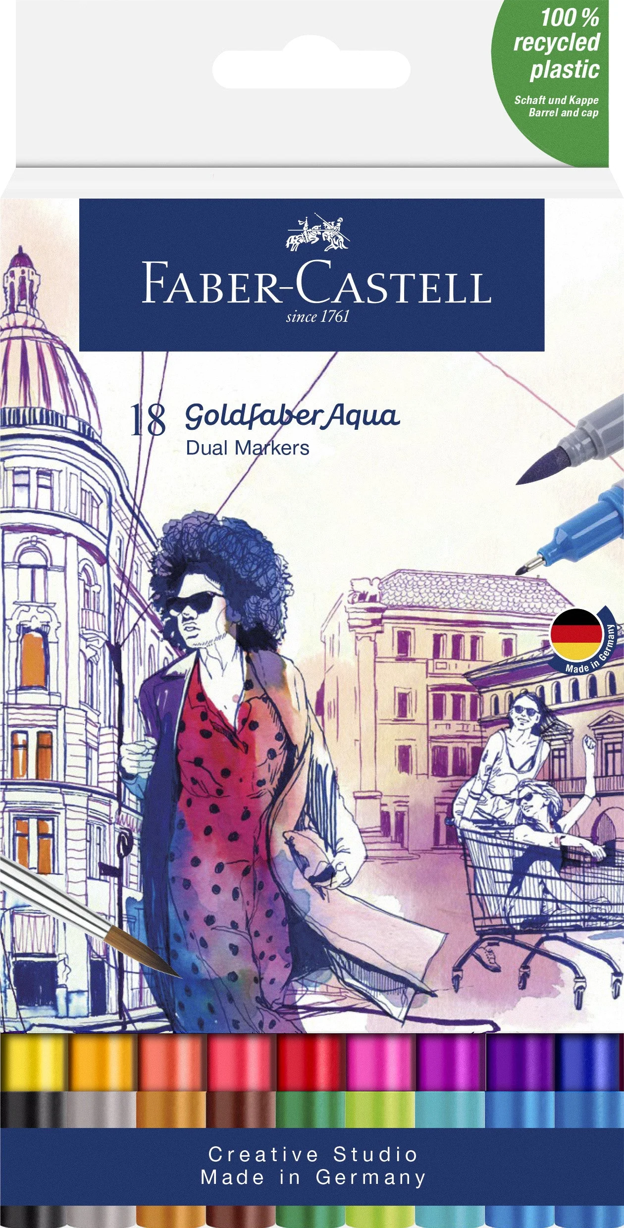Pochette de 18 feutres Goldfaber Aqua Double Pointe