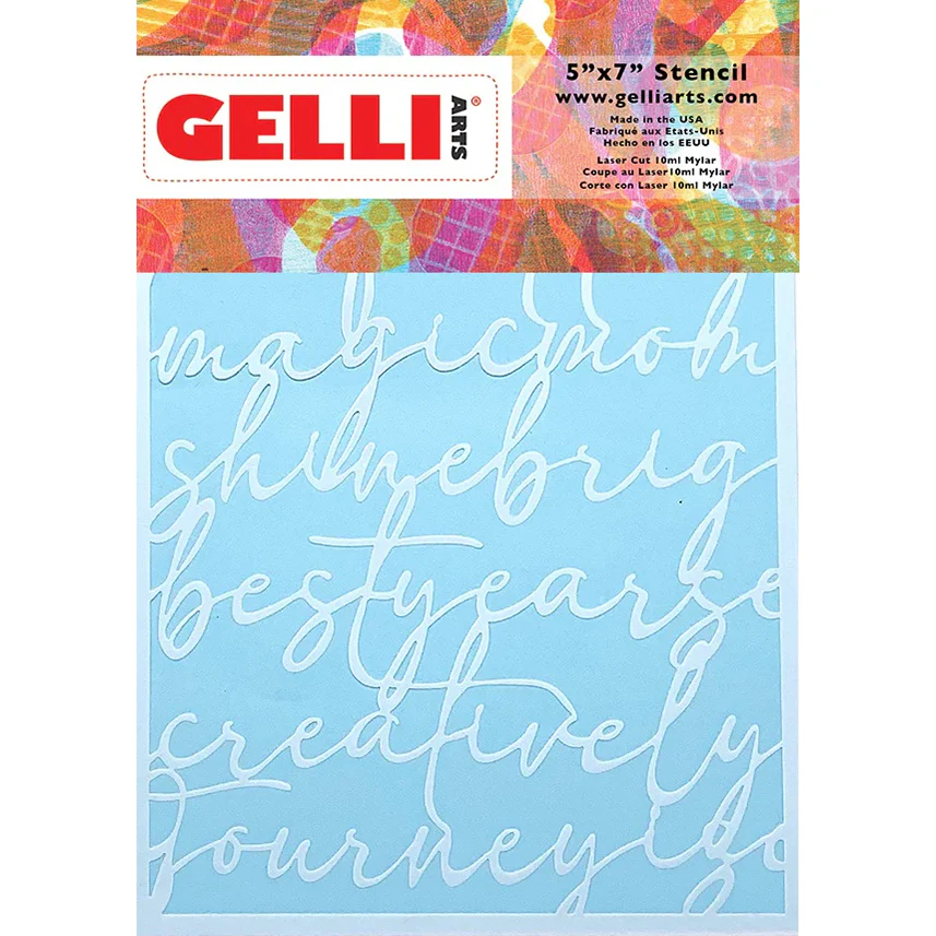 Pochoirs Script écriture 12,7 x 17,8 cm Gelli Arts