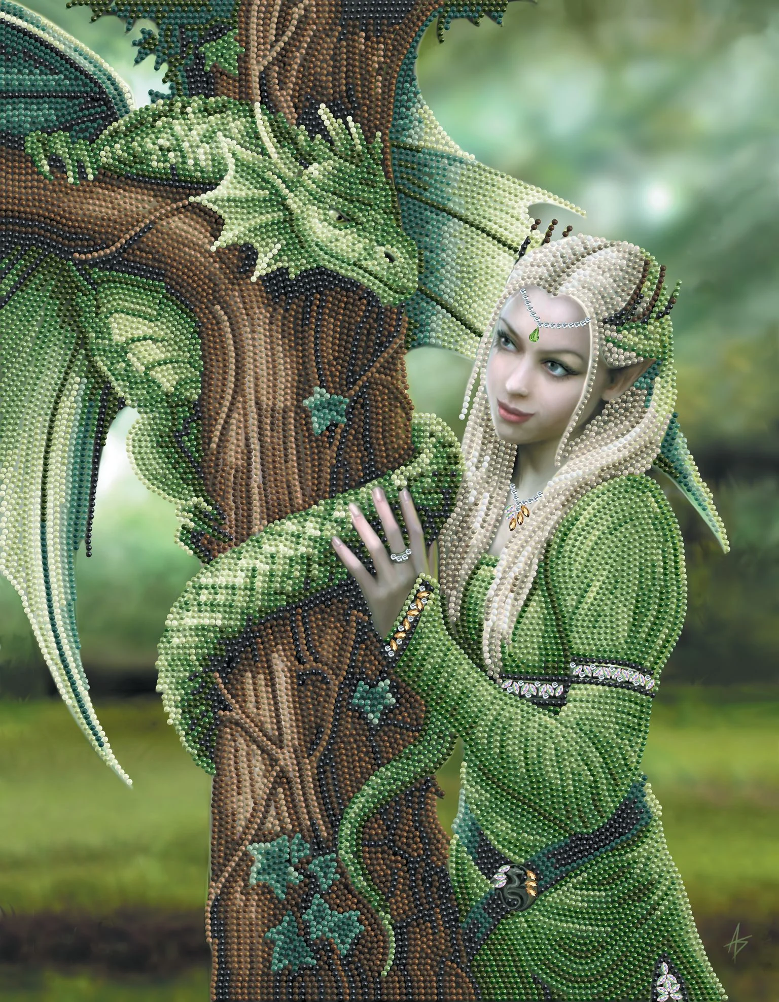Poster à diamanter 34 X 45 cm Anne Stokes magicienne - Crystal art kit - Image 2