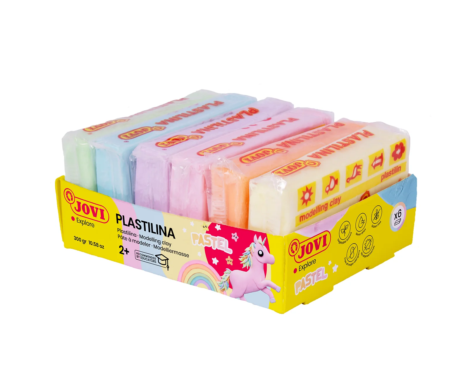 Pâte à modeler Plastilina X6 50g Pastel Jovi explore